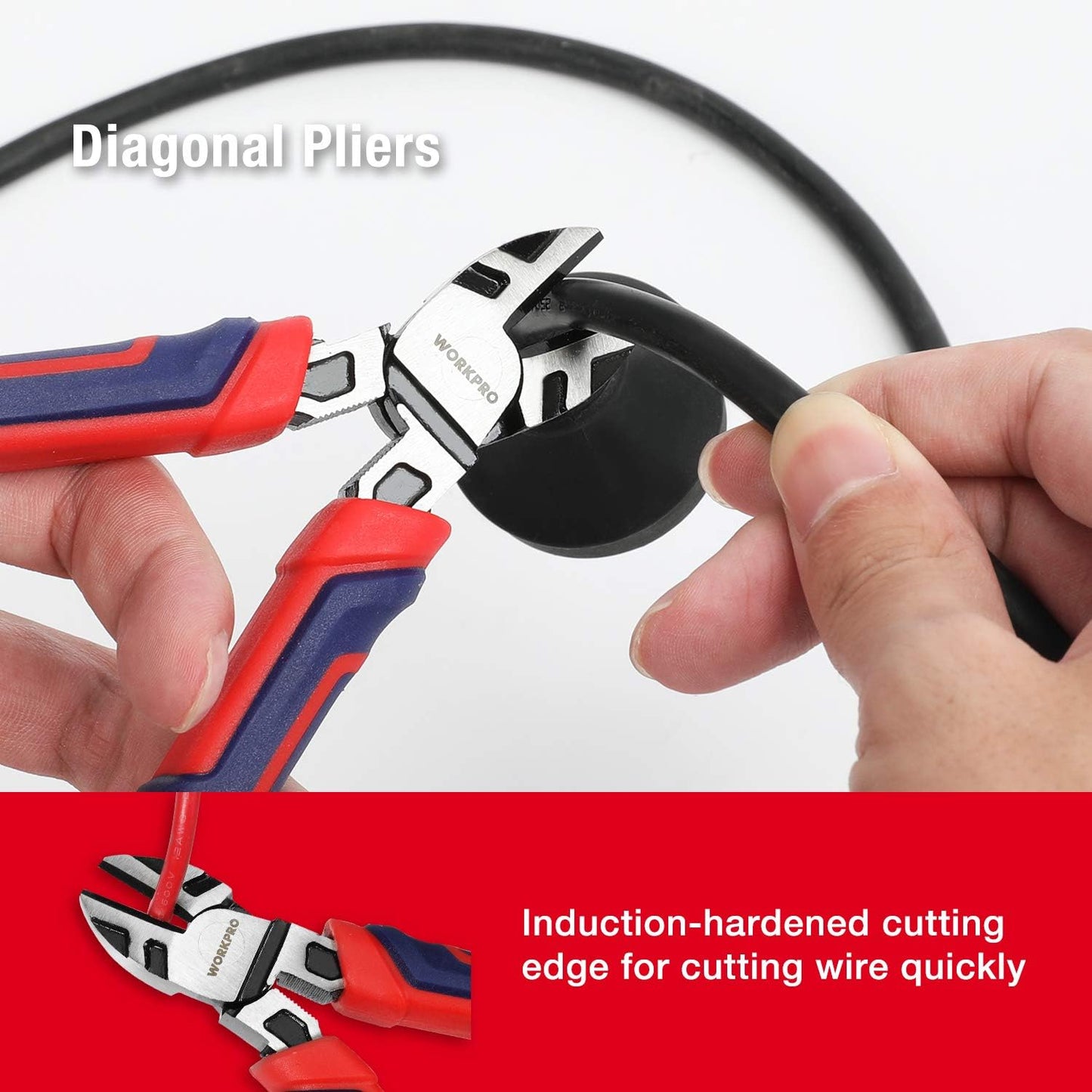 WORKPRO Pliers Set, Premium Cr-V Construction, Includes 6 Inch Slip Joint, Long Nose, Diagonal Cutting, 8 Inch Groove Joint, 7 Inch Linesman and Storage Pouch, for Basic Repair