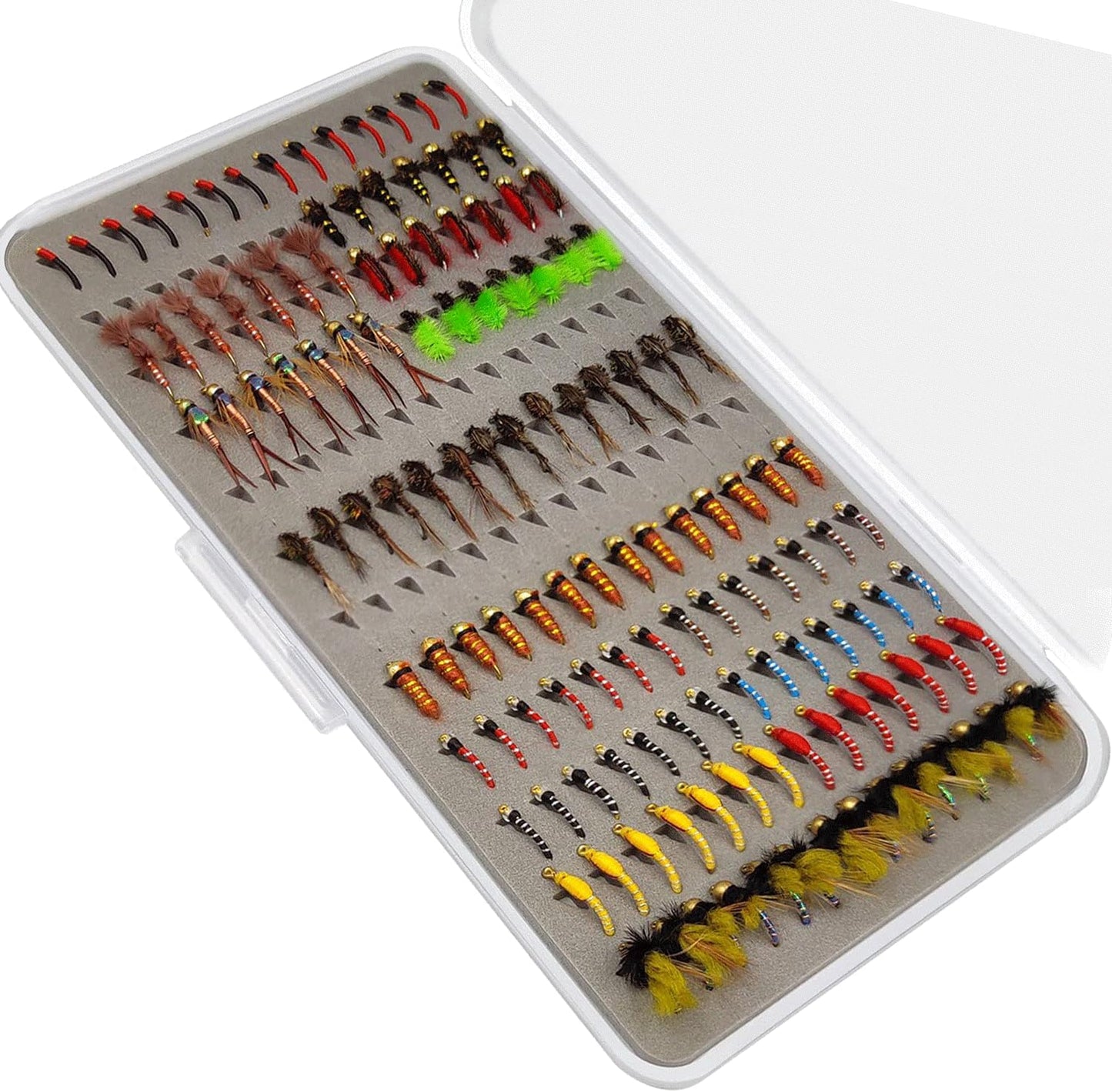 133pcs/Set Ultra-Thin Portable Nymph Scud Midge Flies Kit Assortment with Box Trout Fishing Fly Lures