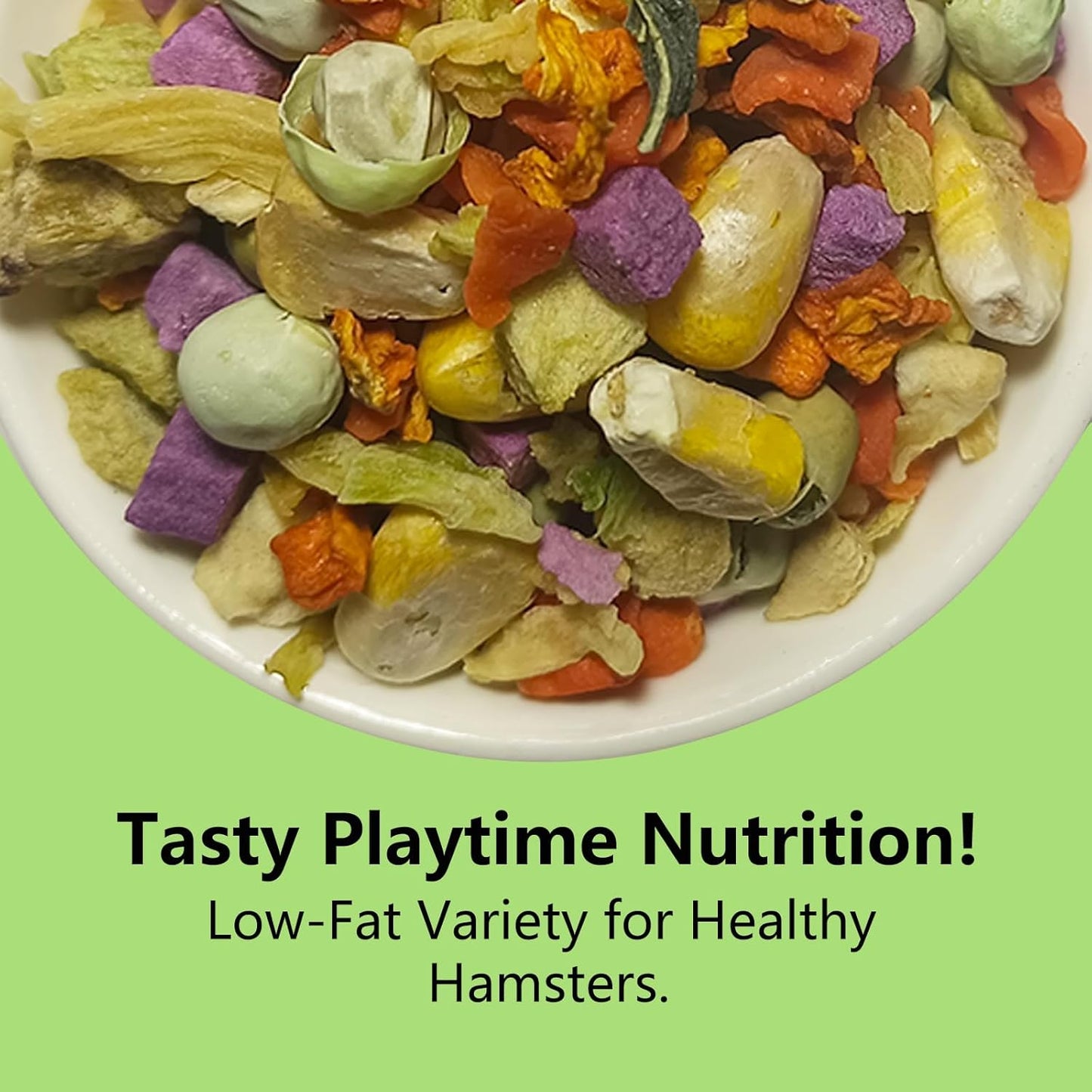Natural Fruit & Veggie Mix - 6oz Freeze-Dried Treats for Hamsters, Guinea Pigs, Chinchillas - Supports Healthy Digestion and Teeth,Daily Snack
