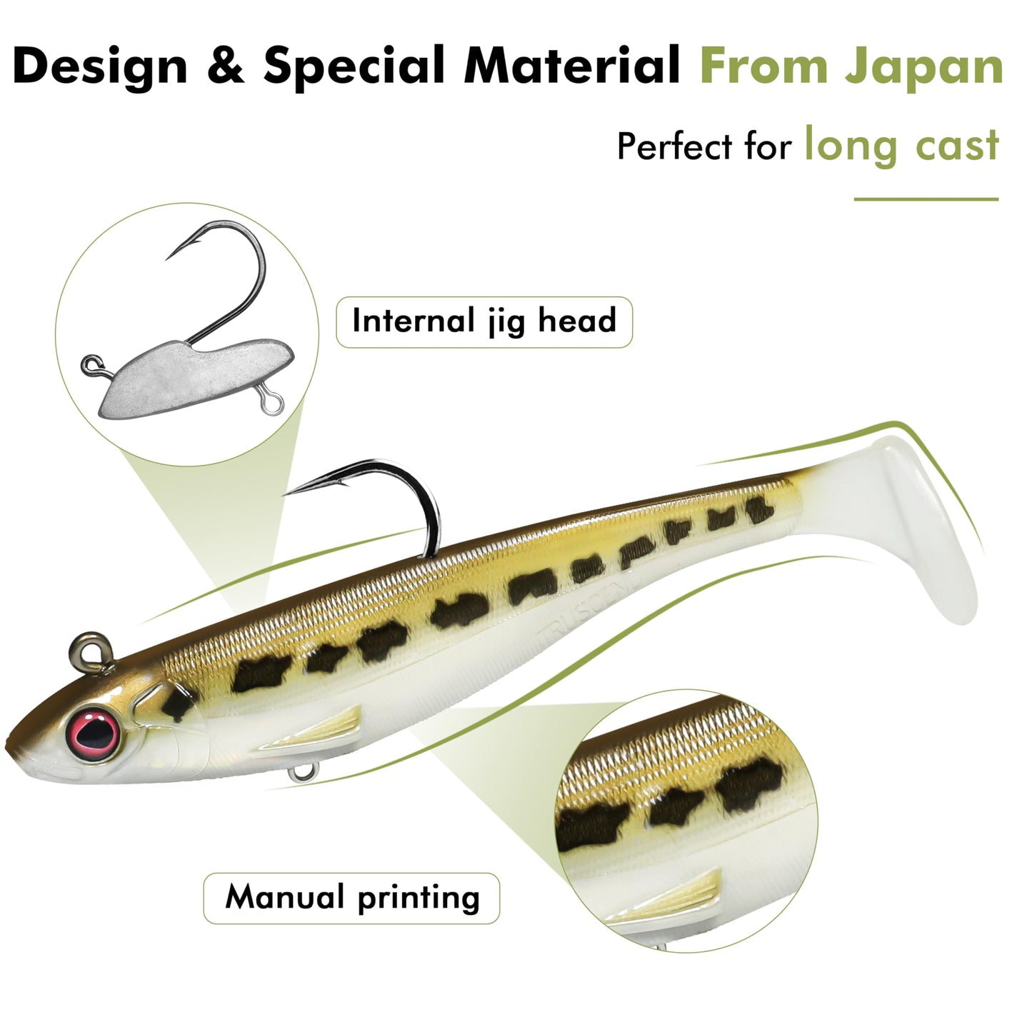 TRUSCEND Easy Catch Pre-Rigged Soft Lures, Vibrating Swim Action, Trembly Sinking Move, Amazing Soft Swimbait for Family Fishing, Well-Made Fishing Lures for Bass Trout Crappie Walleye Pike Redfish