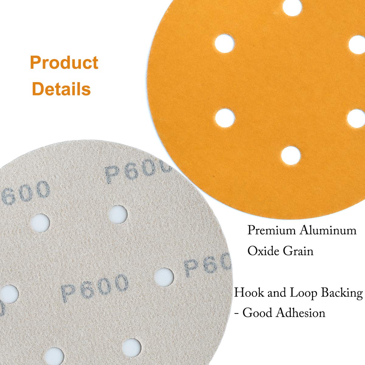 6-Inch 6-Hole Hook and Loop Sanding Discs 600-Grit, Random Orbital Sandpaper for Automotive and Woodworking, 100-Pack