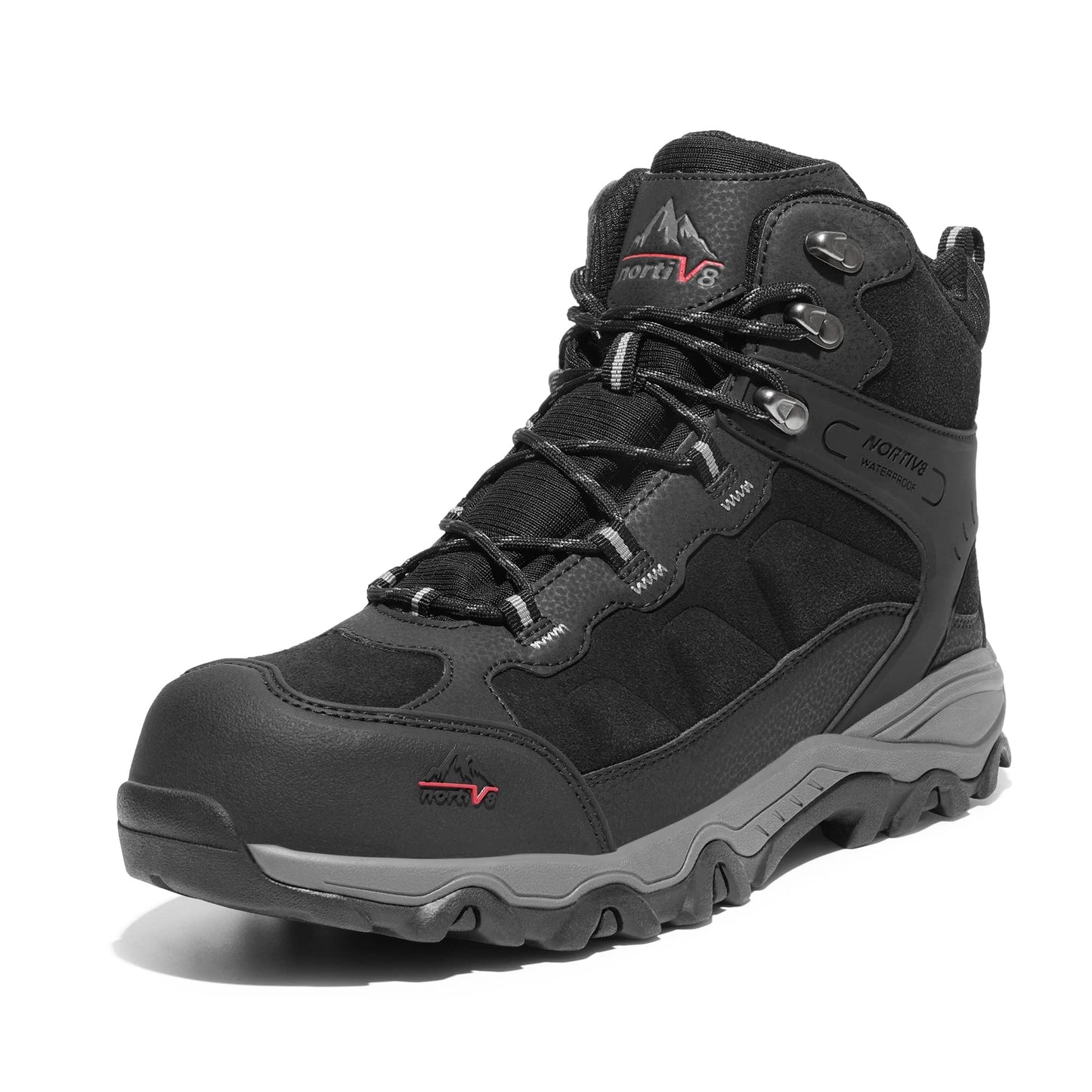 NORTIV 8 Waterproof Steel Toe Boots for Men Slip Resistant Safety Industrial Boots