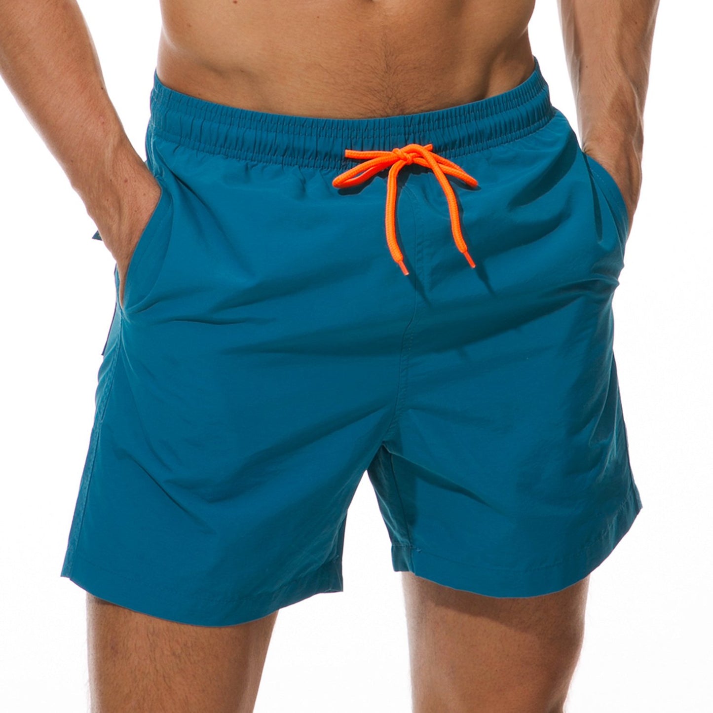 SILKWORLD Men's Swimming Surf Beach Shorts Mesh Liner(Small, Peacock Blue)