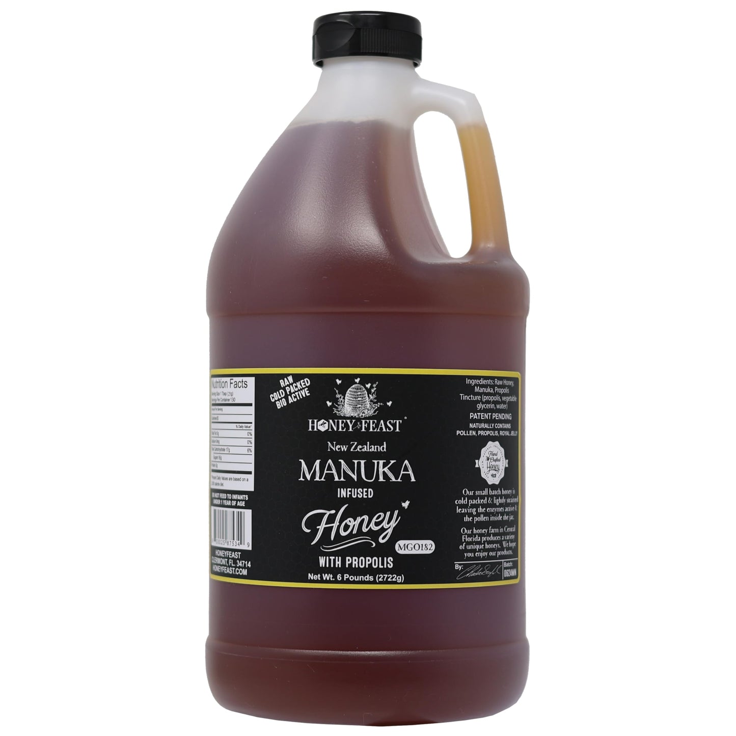 HONEY FEAST Wildflower Honey - 6 Pounds (1/2 Gallon) Bulk Honey, All Natural, Unfiltered, Unheated Honey, Perfect for Sweetening & Baking