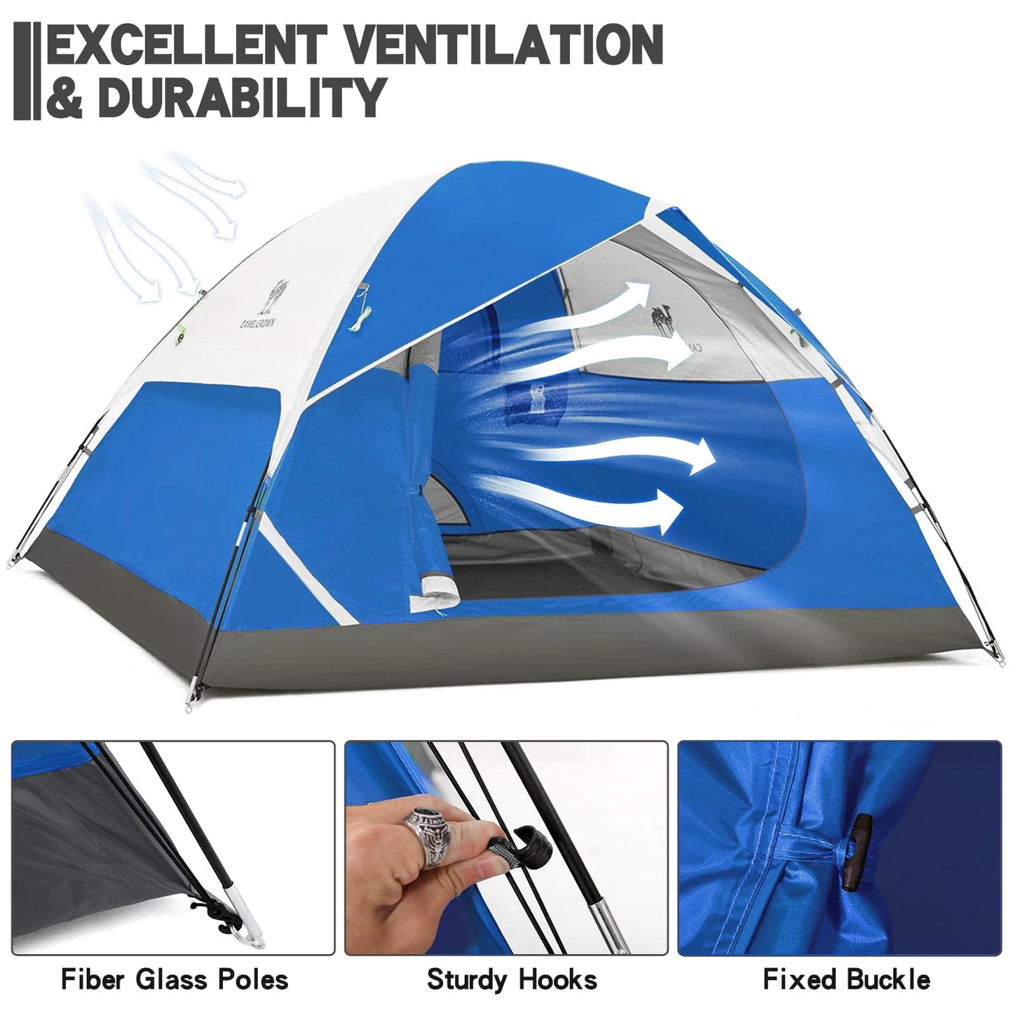 CAMEL CROWN Tents for Camping 2/3/4/5 Person Camping Dome Tent, Waterproof,Spacious, Lightweight Portable Backpacking Tent for Outdoor Camping/Hiking