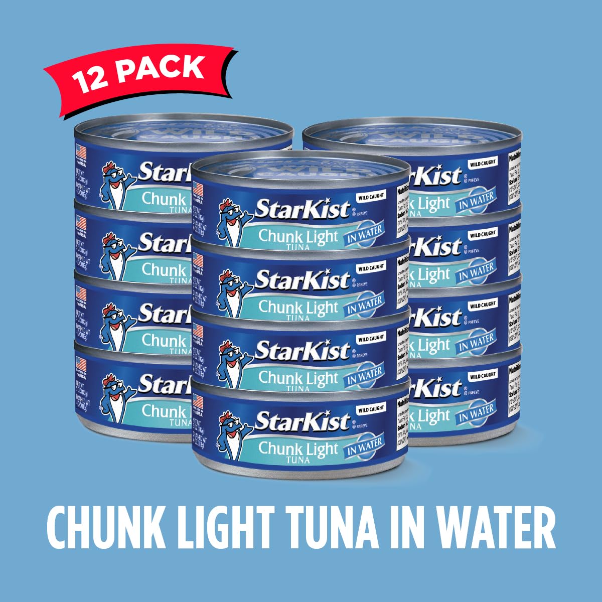 StarKist Chunk Light Tuna in Water, 5 oz (8 Pack) Canned Tuna Fish, Wild Caught, Gluten Free, Ready to Eat, Perfect for Salads, Keto Meals and Snacks, with 20g Protein & 90 Calories Per Serving
