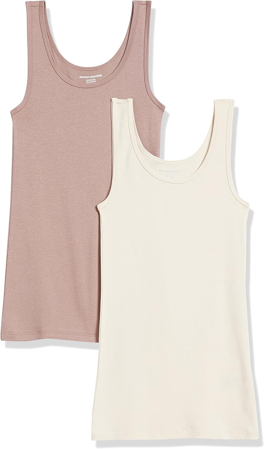 Amazon Essentials Women's Slim-Fit Scoop Neck Tank Top, Pack of 2