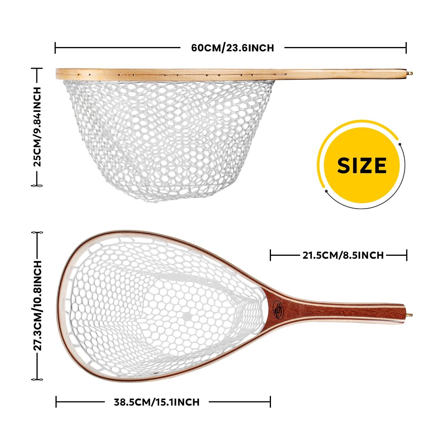 SF Fly Fishing Landing Net Soft Rubber Mesh Trout Net Catch and Release Net
