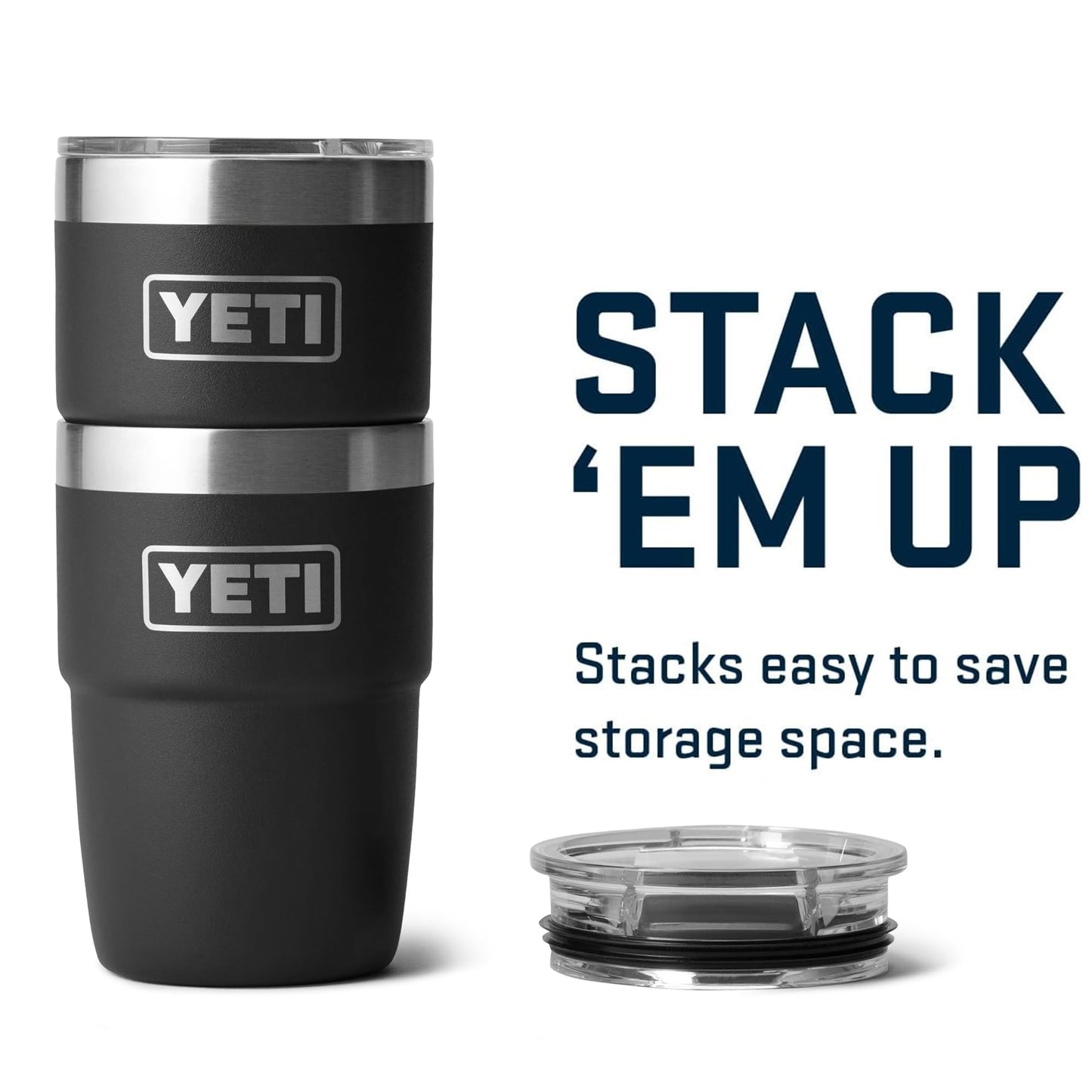YETI Rambler 8 oz Insulated Coffee Mug with Lid - Stackable Double-Wall Vacuum Insulated Coffee Cup - DuraSip Ceramic Lining - Barista-Friendly Design - Stainless Steel - Dishwasher Safe, Stainless