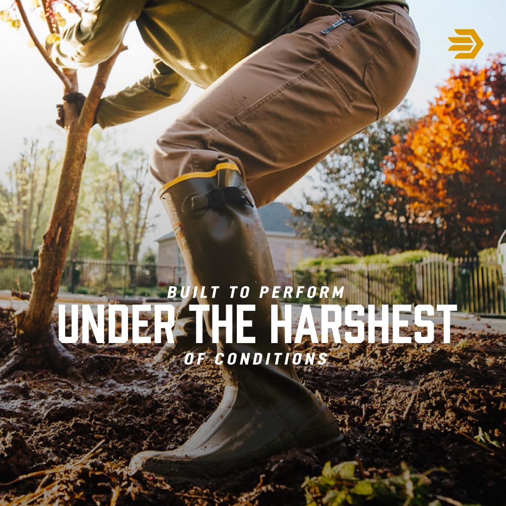 LaCrosse Burly 18” Waterproof Work Boots for Men - 100% Waterproof Rubber, with Insulating Wool Felt Midsole and High-Traction Air-Grip Outsole