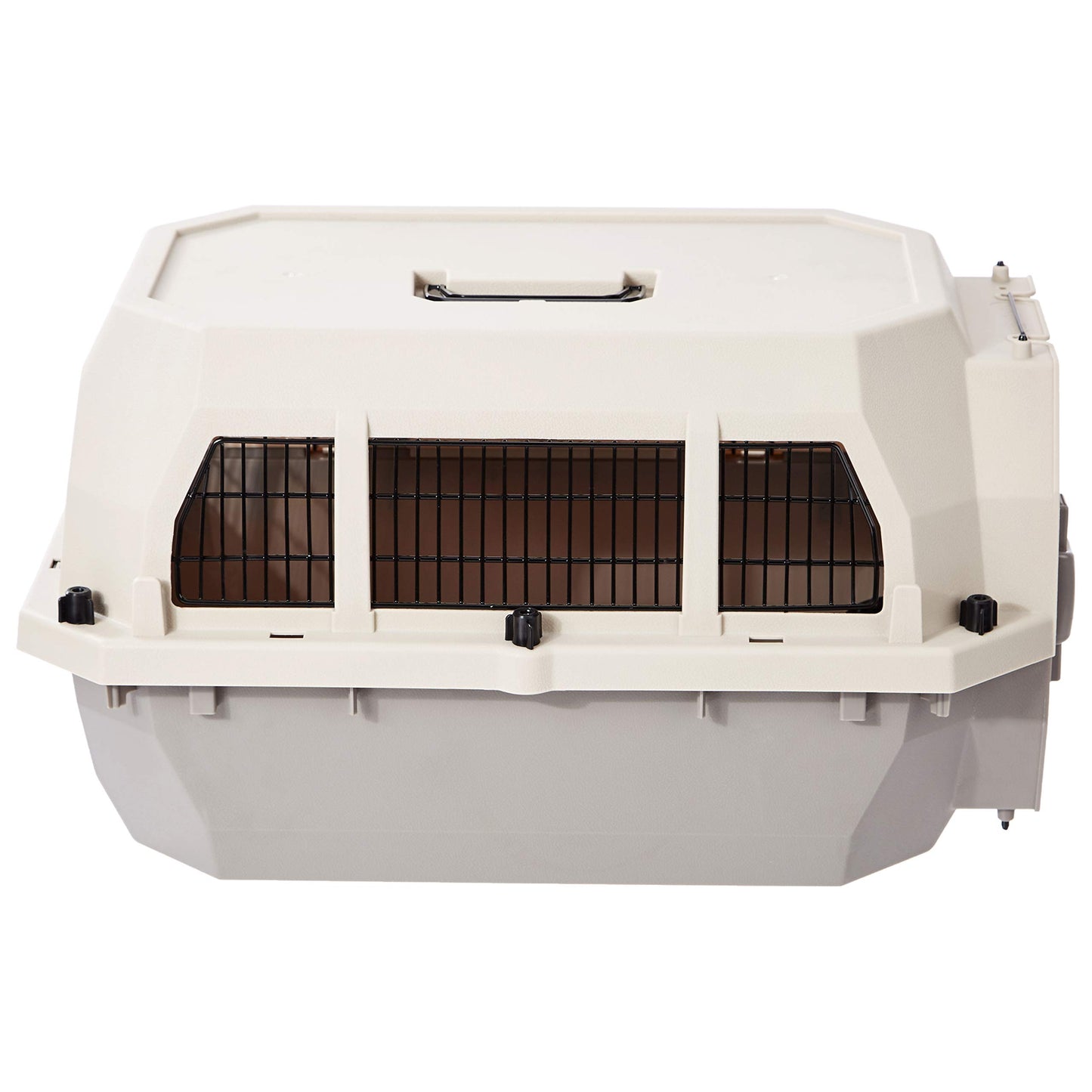 Amazon Basics Sturdy Portable 2-Door Top-Load Hard-Sided Pet Travel Carrier with Secure Ventilation, Handle, Front & Top Entry for Dogs, Cats, 22.8"L x 15"W x 13"H, Gray & Blue