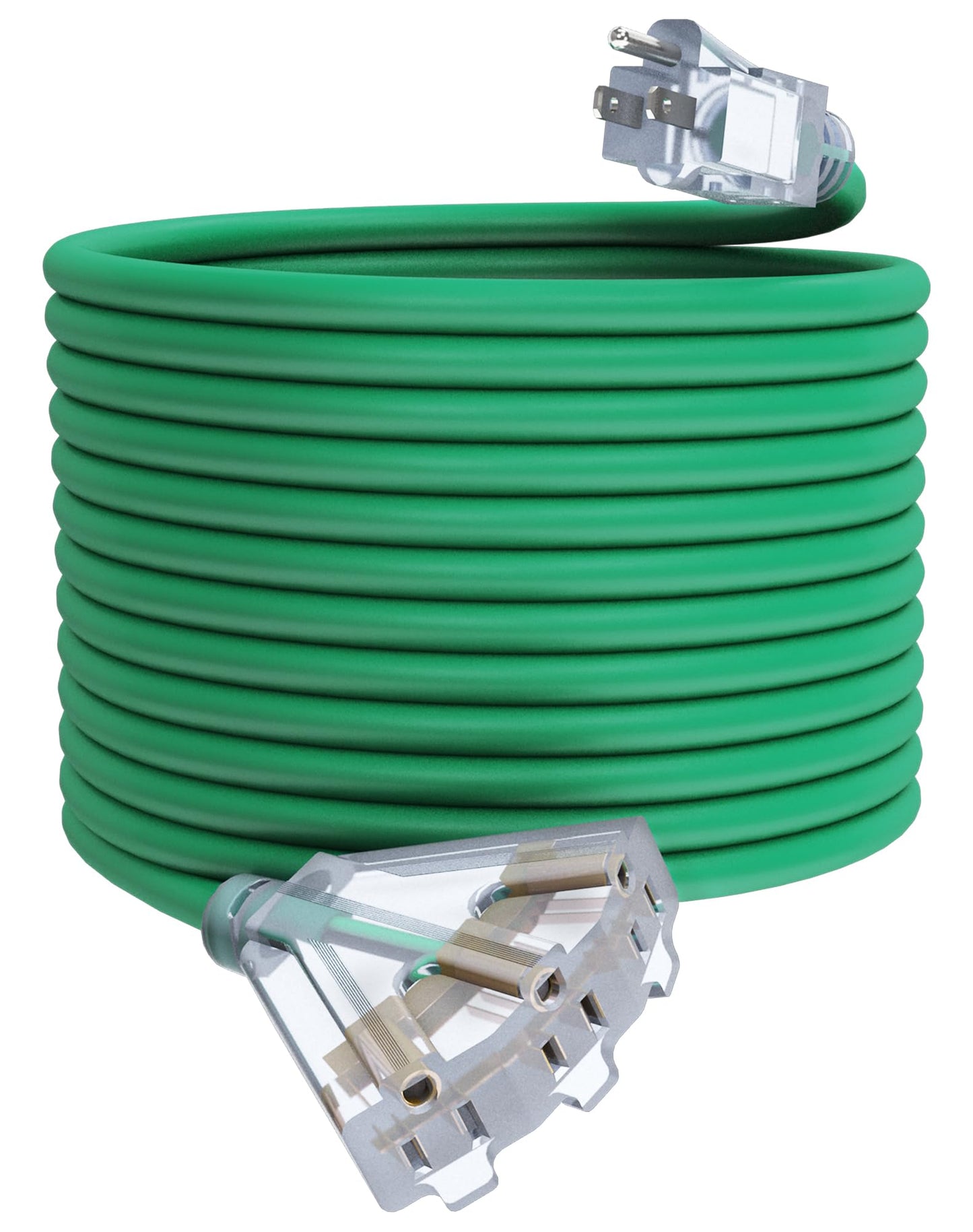 25Ft 12/3 Outdoor Extension Cord with 3-Outlets, Heavy Duty 12 Gauge 3 Prong Extension Cord Waterproof with Lighted end, 15A 12AWG 1875W SJTW, ETL Listed - Great for Garage, Garden and Home, Yellow