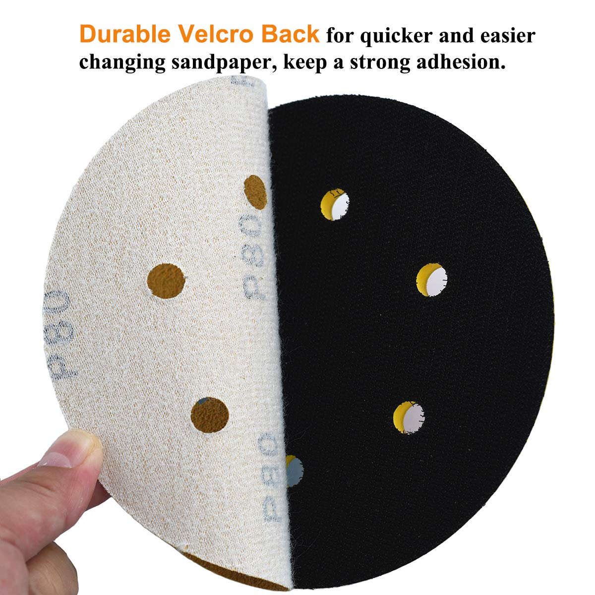 6-Inch 6-Hole Hook and Loop Sanding Discs 600-Grit, Random Orbital Sandpaper for Automotive and Woodworking, 100-Pack