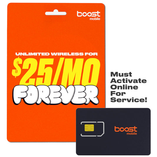 Boost Mobile SIM Kit | $25/mo Forever Unlimited Plan with Auto-Pay | Unlimited Talk, Text & Data | First Month Included | New Customers Only | US Phones Only