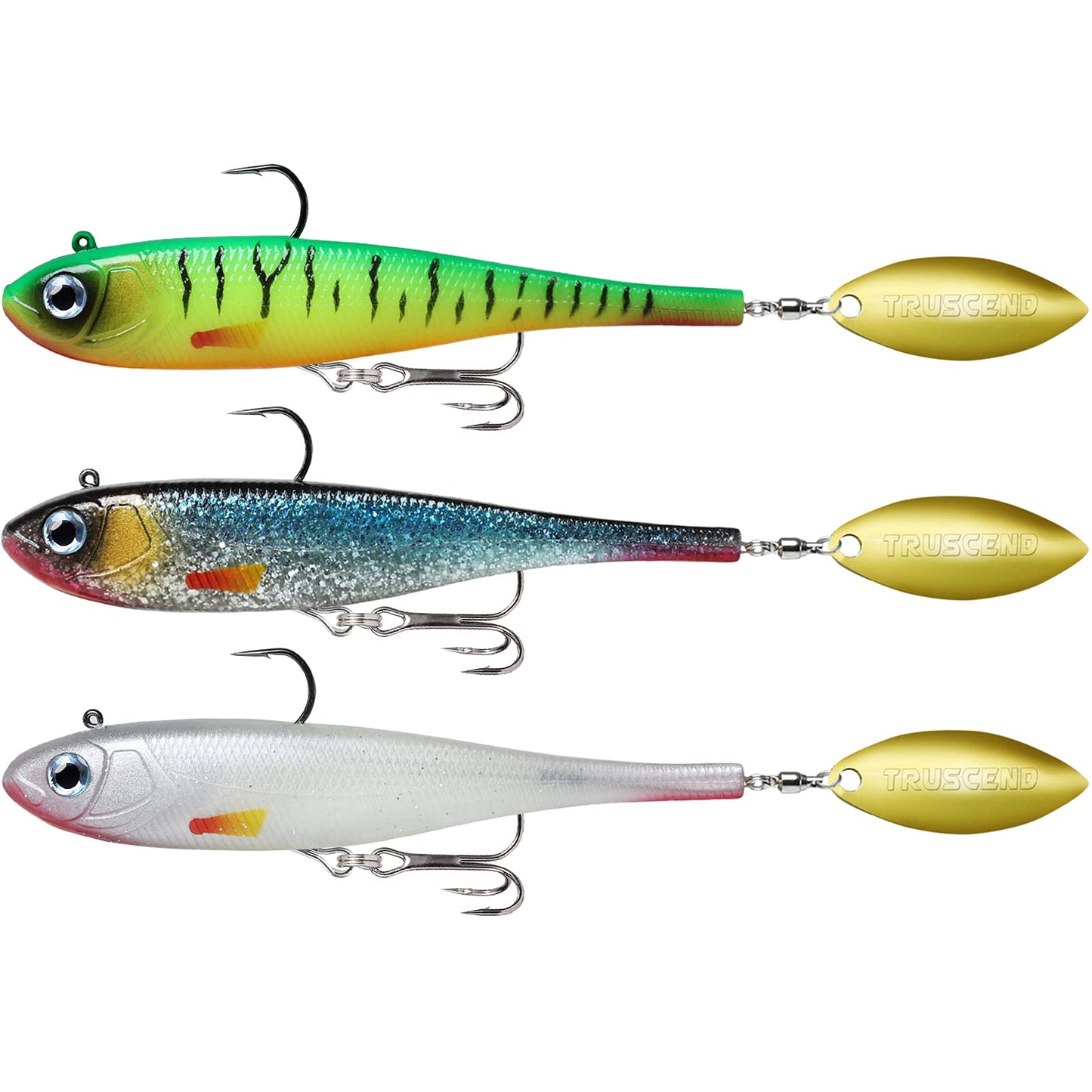 TRUSCEND Easy Catch Pre-Rigged Soft Lures, Vibrating Swim Action, Trembly Sinking Move, Amazing Soft Swimbait for Family Fishing, Well-Made Fishing Lures for Bass Trout Crappie Walleye Pike Redfish