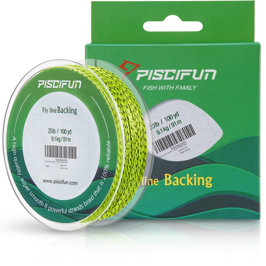 Piscifun Fishing Line Backing, Braided Fishing Backing Line, 20LB, 100yds, Fluorescent Yellow & Black