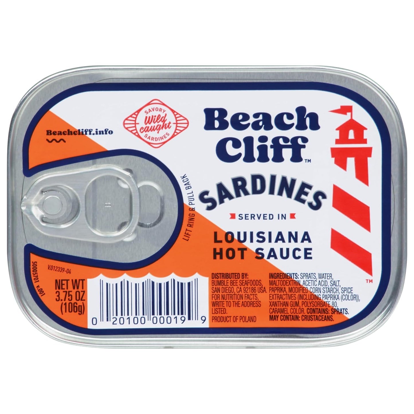 Beach Cliff Sardines in Water, 3.75 oz Can (Pack of 12) - Wild Caught Sardines - 12g Protein per Serving - Gluten Free, Keto Friendly