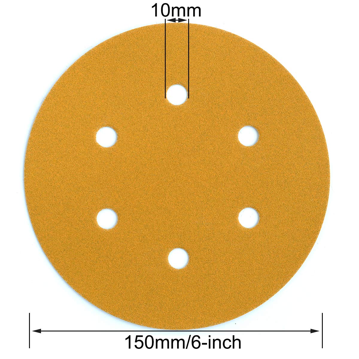 6-Inch 6-Hole Hook and Loop Sanding Discs 600-Grit, Random Orbital Sandpaper for Automotive and Woodworking, 100-Pack
