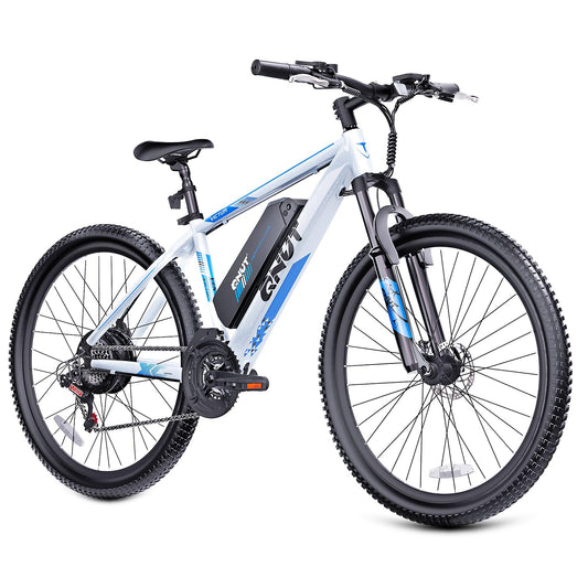QNUT Electric Bike for Adults, 350W 26" Ebike for Teens 21 Speed 20Mph Up to 40Mile with Dual Disc Brake Commute E-Bike E-MTB for Men Women Electric Bicycles (Blue-White)