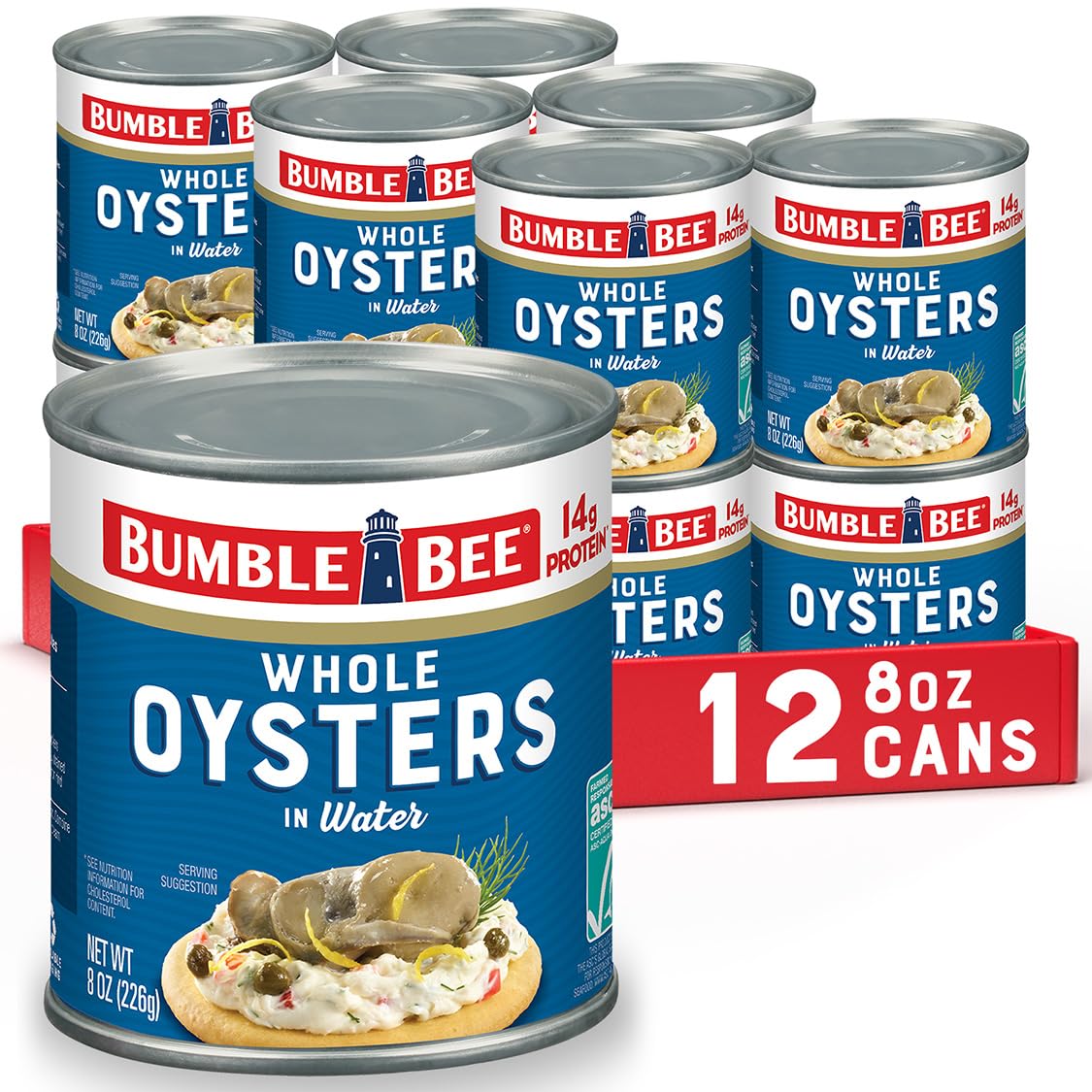 Bumble Bee Hot & Spicy Hardwood Smoked Oysters, 3.75 oz Tin (Pack of 12) - 20g Protein per Serving, Gluten Free, Keto