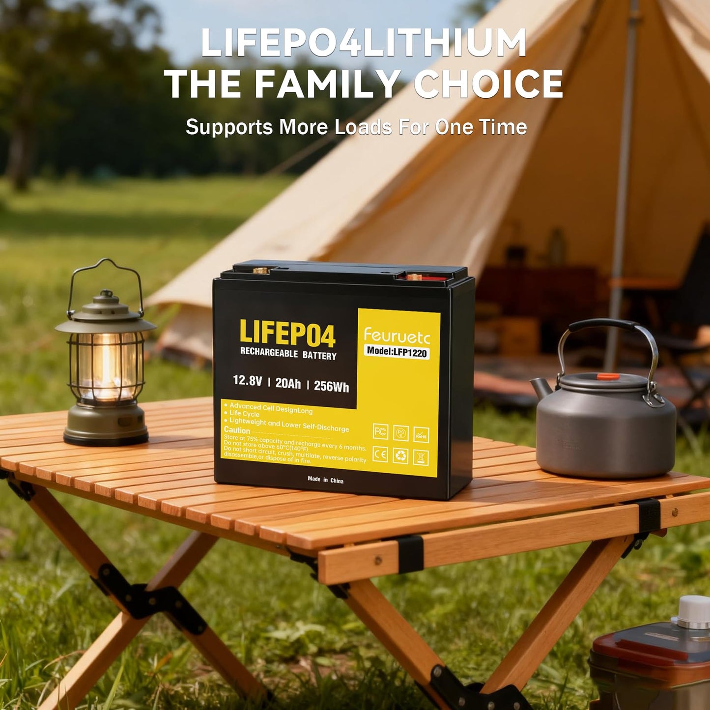 12V 20Ah Deep Cycle LiFePO4 Battery,12 volt lithium phosphate battery for Camping，Fish Finder, Scooter, Security System, Ride on Toys Automotive Replacement Batteries，UPS etc Rechargeable Lit