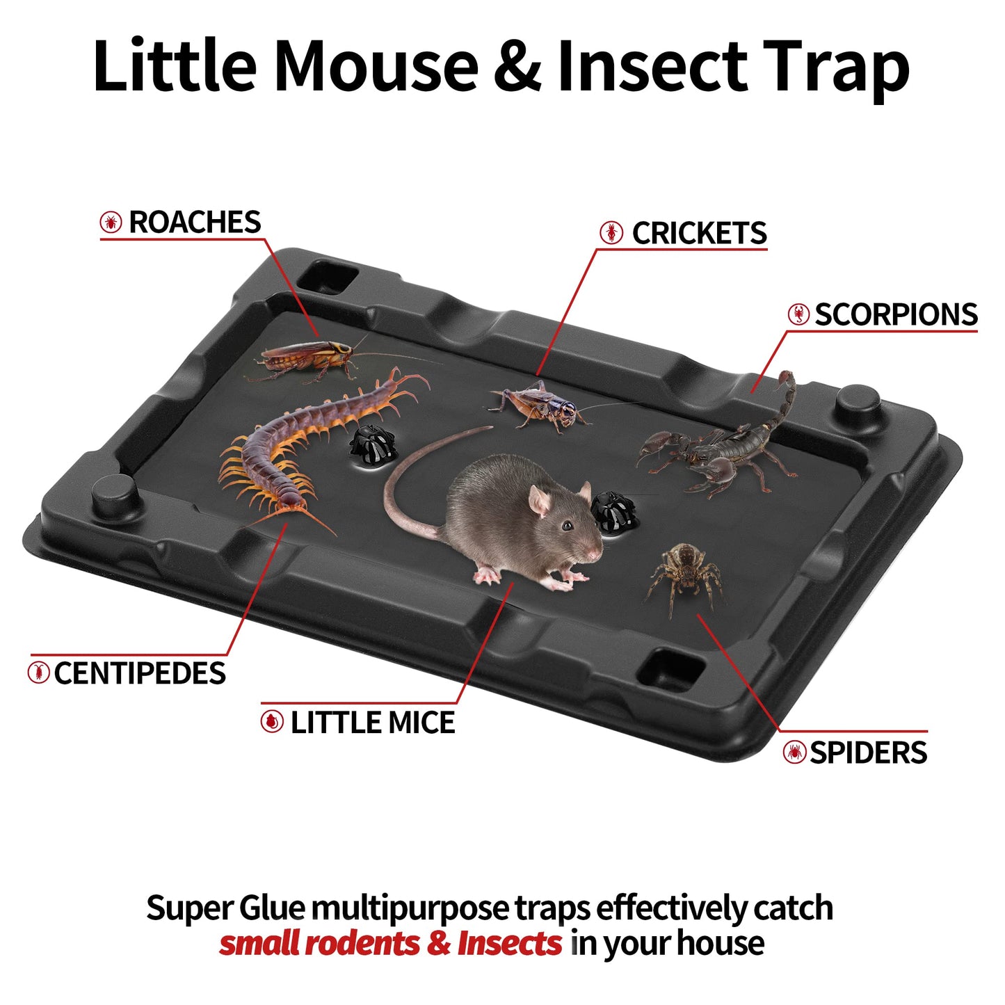 LULUCATCH Super Heavier Mouse Traps 12 Pack for Mice & Snakes with Non-Toxic Glue. Larger Sticky Traps Indoor, Easy to Set, Safe to Children & Pets