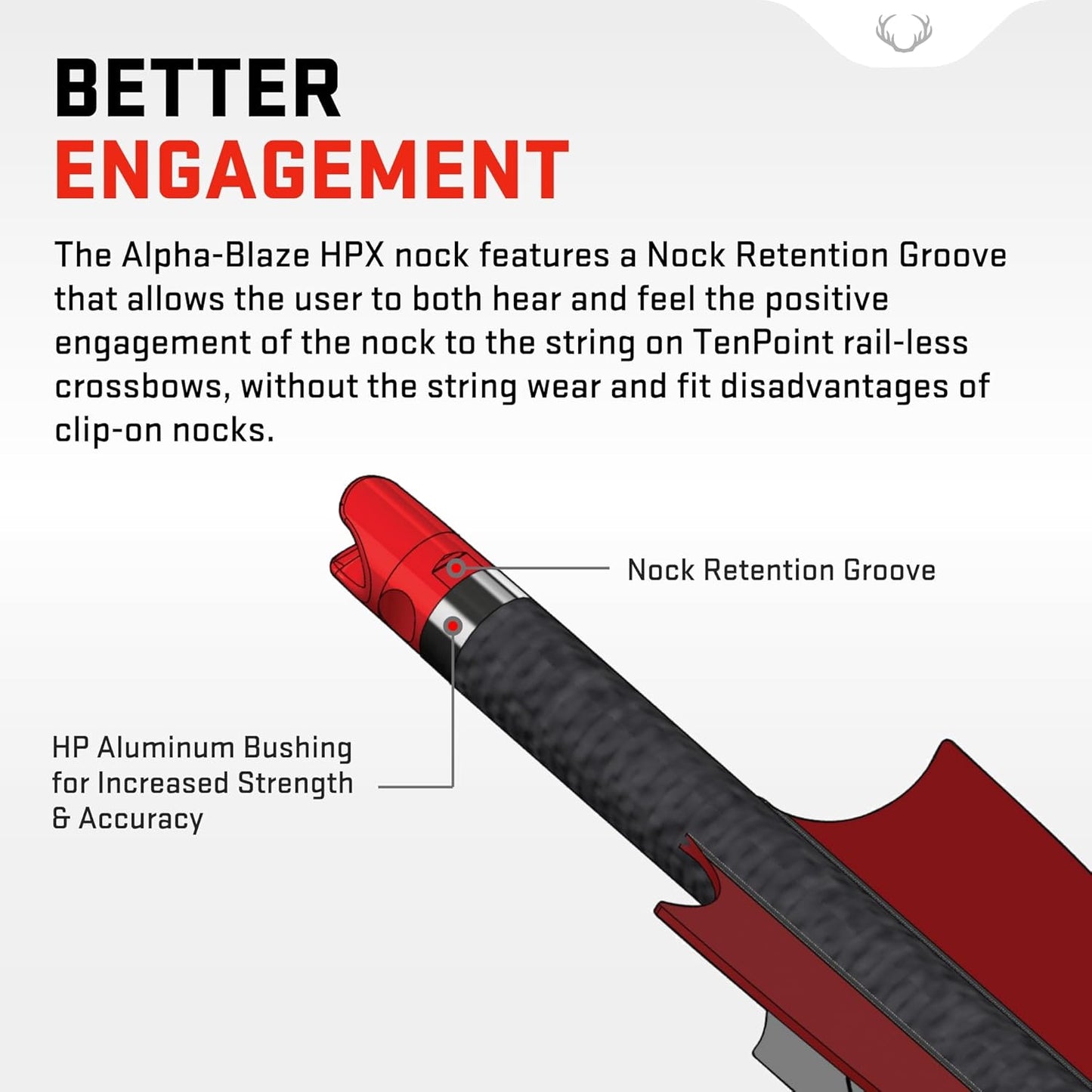 TenPoint CenterPunch HPX - Pack of Three - Lighted 20” Carbon Arrows with Red Alpha-Blaze HPX Nock - Essential for Flight Visibility