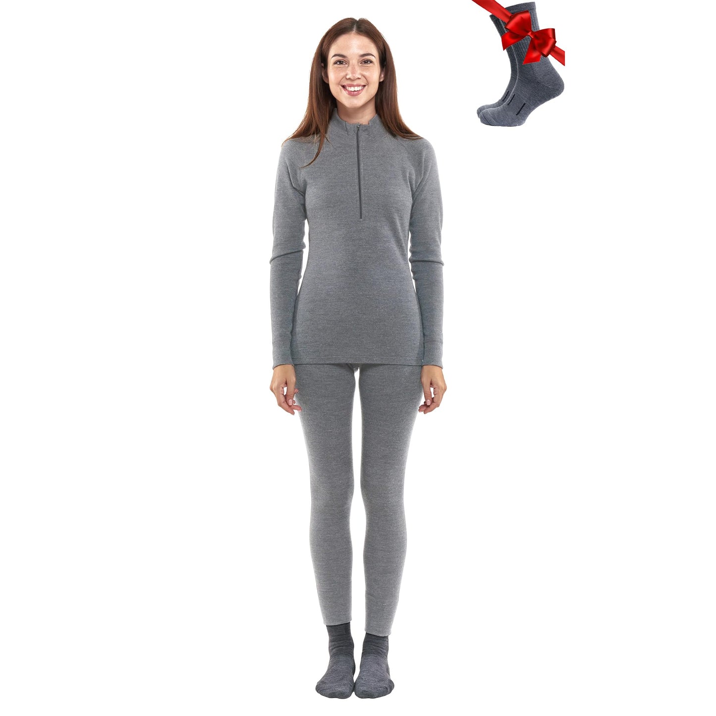 Merino.tech Merino Wool Base Layer Women Set - Heavyweight, Lite, Midweight Merino Thermal Underwear For Women Top, Bottom