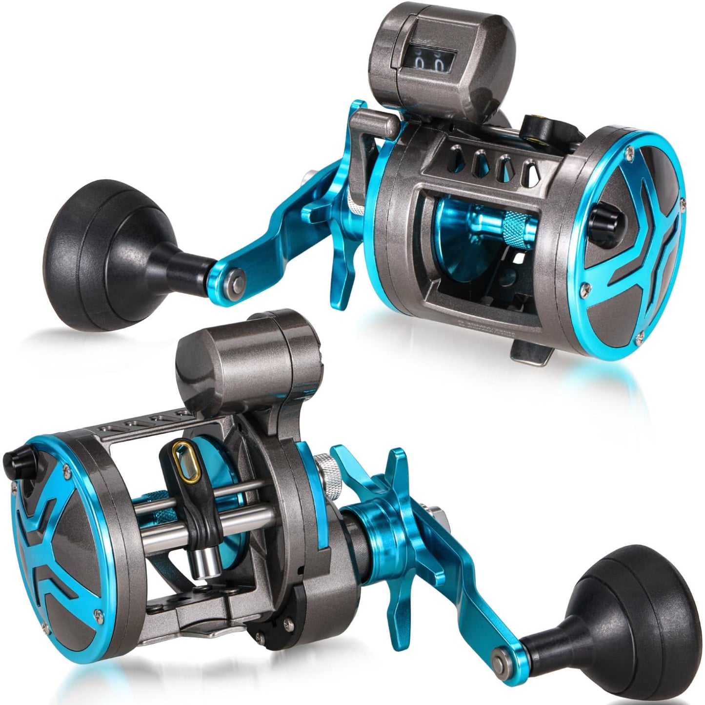 Baitcasting Fishing Reel, Smooth Powerful Round Baitcaster Reel, Saltwater Inshore Surf Trolling Reel, Conventional Reel for Catfish, Musky, Bass, Pike