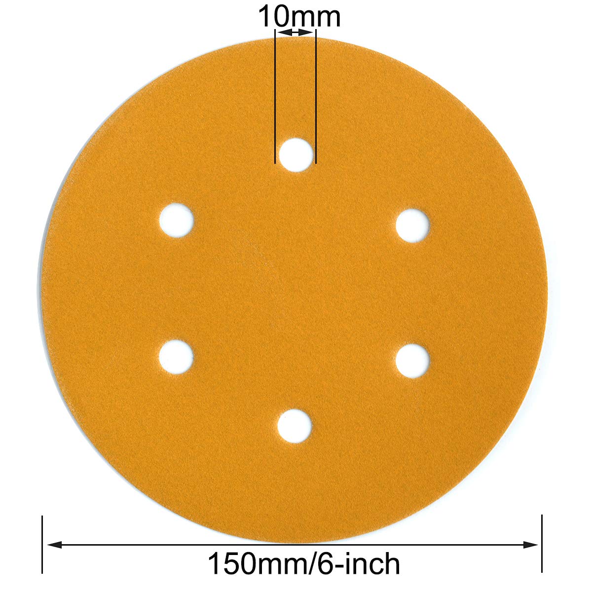 6-Inch 6-Hole Hook and Loop Sanding Discs 600-Grit, Random Orbital Sandpaper for Automotive and Woodworking, 100-Pack