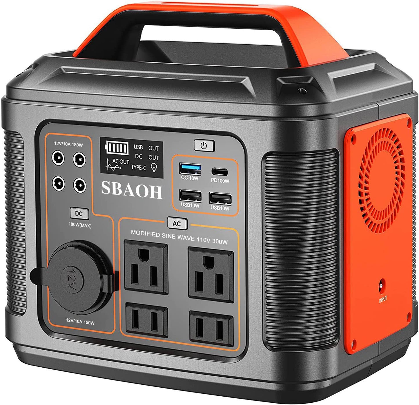 Portable Power Station, 300W 296Wh Solar Generator Quick Charge / 110V AC Outlets/DC Ports and LED Flashlight, Lithium Battery Backup for Home Outdoor Travel Camping Blackout blue