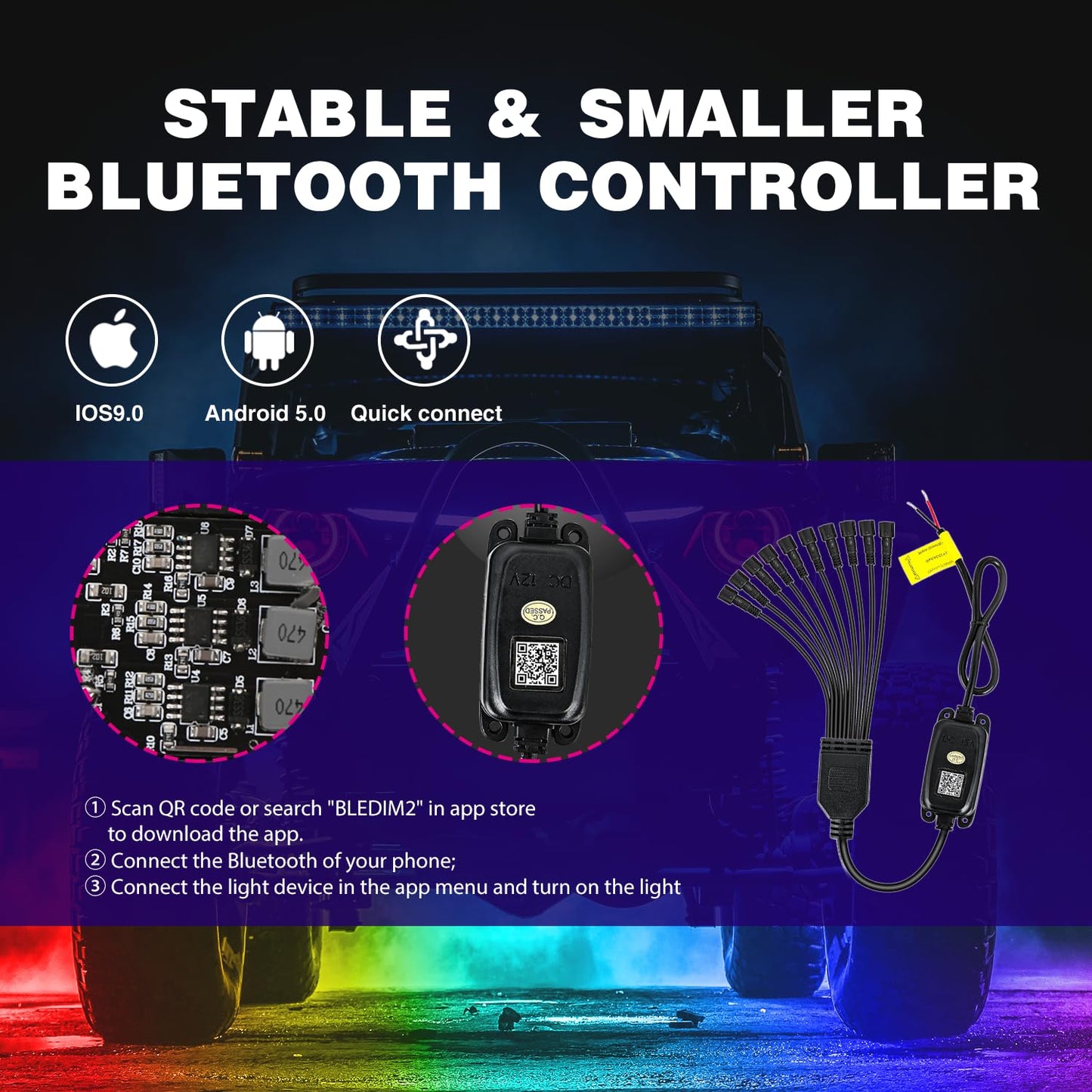 Nilight RGB LED Rock Lights Kit, 4 pods Underglow Multicolor Neon Light Pod with Bluetooth App Control Flashing Music Mode Wheel Well Light for Truck ATV UTV RZR SUV