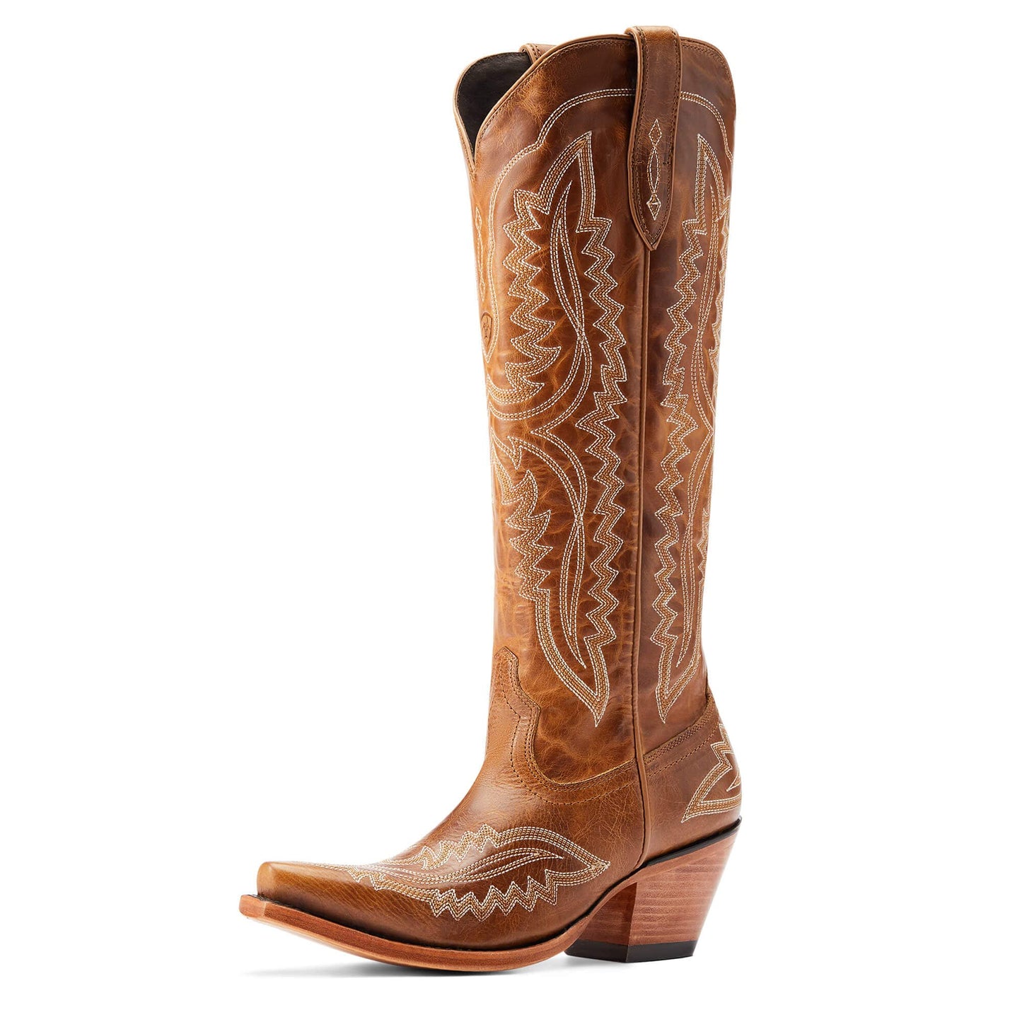 ARIAT Womens Casanova Embroidered Snip Toe Zippered Casual Boots Knee High Mid Heel 2-3" - Brown