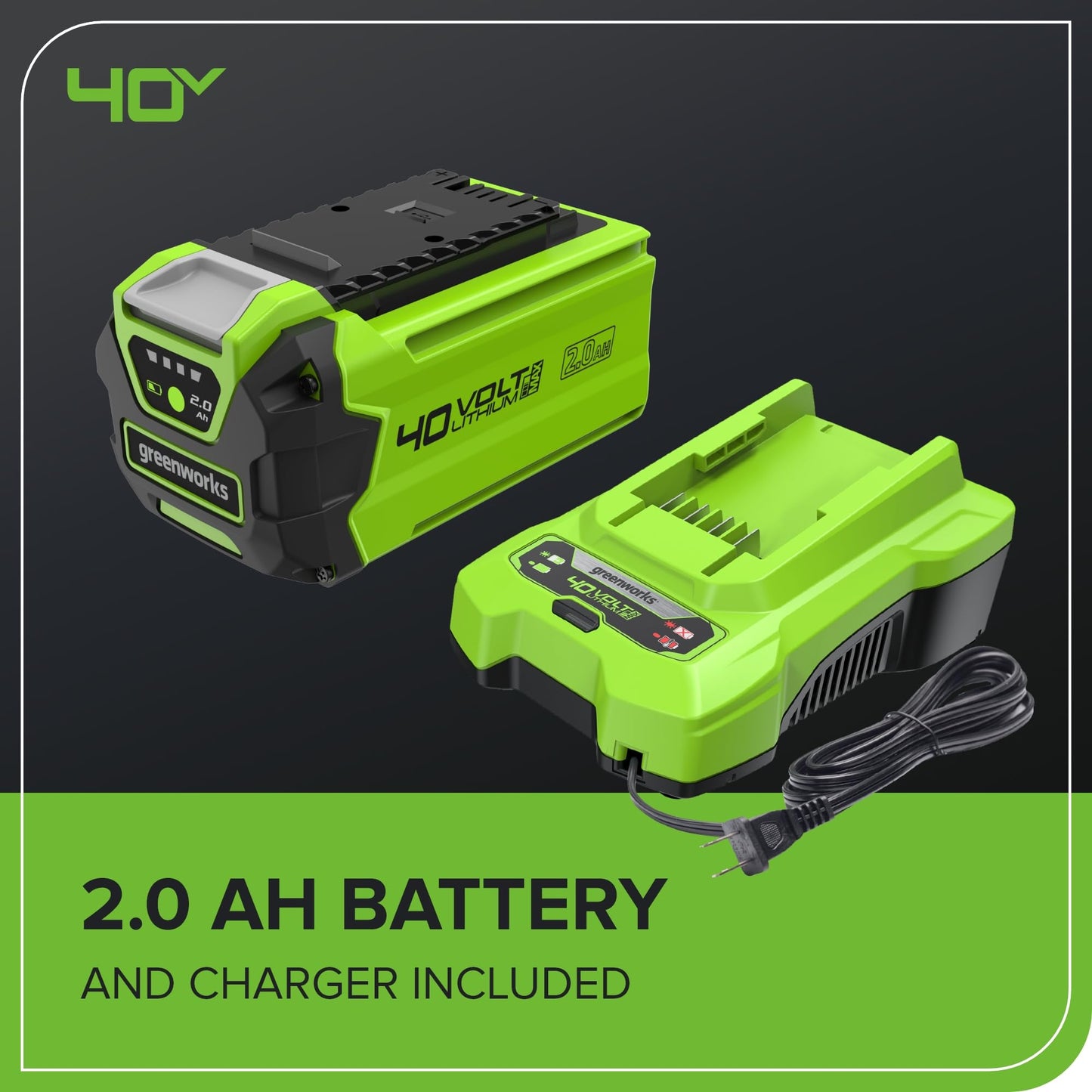 Greenworks 40V 13" Cordless String Trimmer/Weed Wacker + Edger (Includes 20 Blades), 2.0Ah Battery and Charger Included