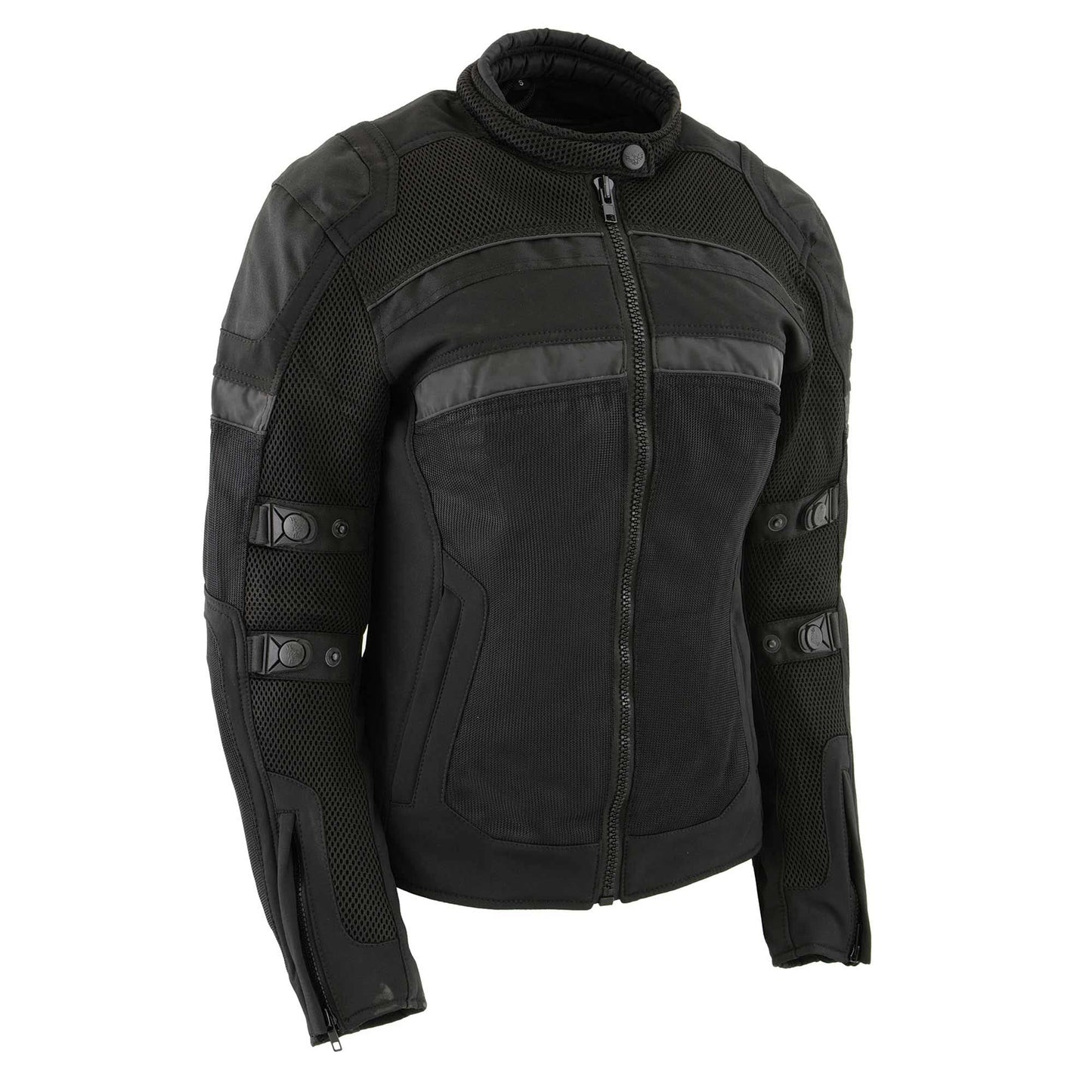 Milwaukee Leather MPL2775 Black Armored Textile Motorcycle Jacket for Women - All Season Jacket w/Removable Liner