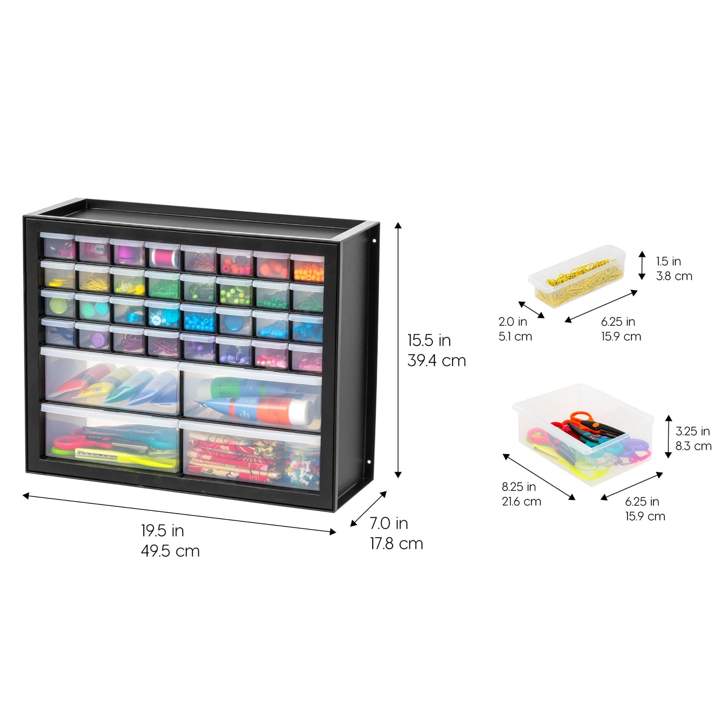 IRIS USA Screw Tool Organizer Small Parts Cabinet Chest, 44-Drawer Hardware Electronics Nuts Bolts Storage Drawers Organization Toolbox Garage Craft Business Teacher Beads Scrapbook Art Hobby - Black