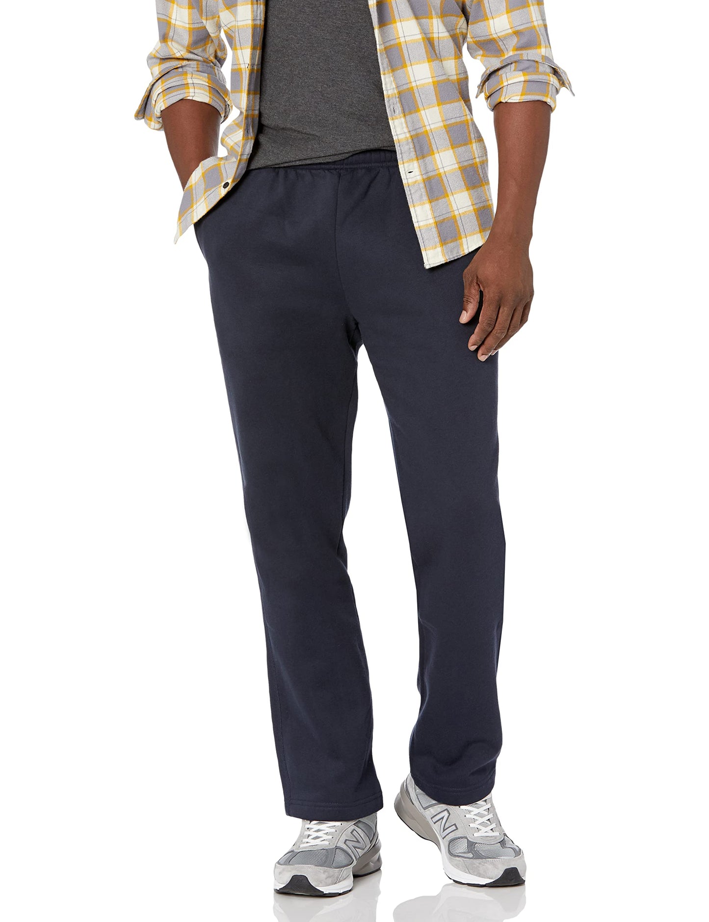 Amazon Essentials Men's Relaxed Straight Leg Fleece Open Bottom Sweatpant (Available in Big & Tall)