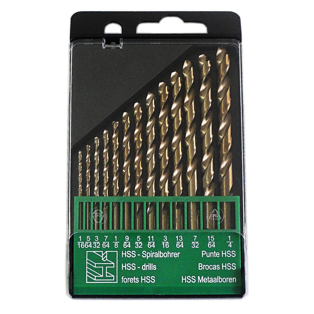 1/4-Inch Cobalt Steel M35 Jobber Length Twist Drill Bits for Hard Metal, Stainless Steel, Pack of 12