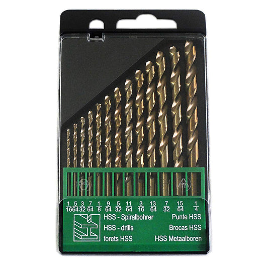 1/4-Inch Cobalt Steel M35 Jobber Length Twist Drill Bits for Hard Metal, Stainless Steel, Pack of 12