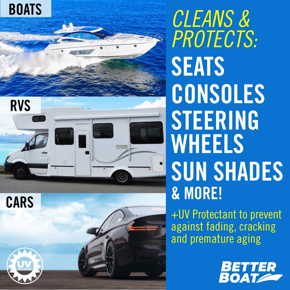 Boat Cleaner Wipes with UV Protection, Marine Vinyl Cleaner and Protectant, for Boat Seats, Car Leather, Dashboard, Console, Interior, and Exterior Cleaning Supplies