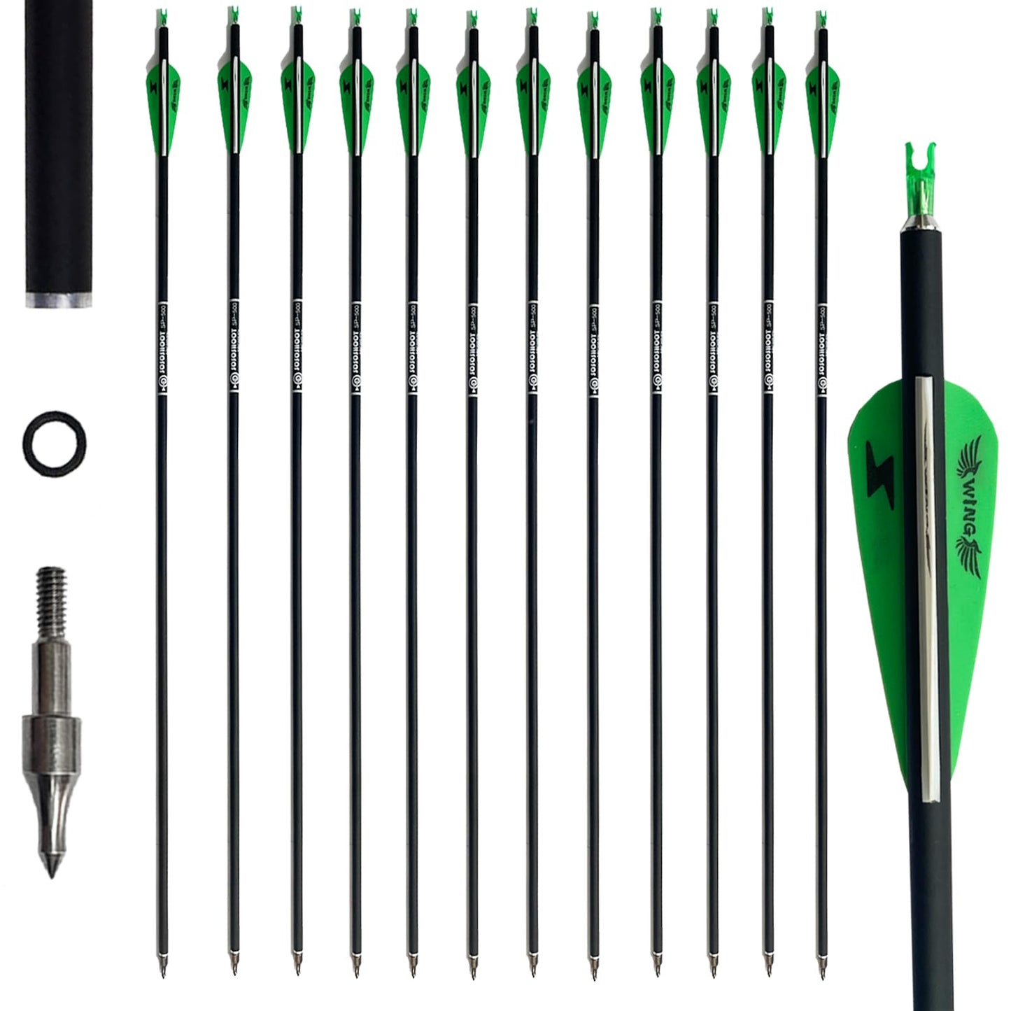31inch Carbon Arrow Archery Targeting Practice Hunting Arrows for Compound & Recurve Bow with Removable Tips(Pack of 12)