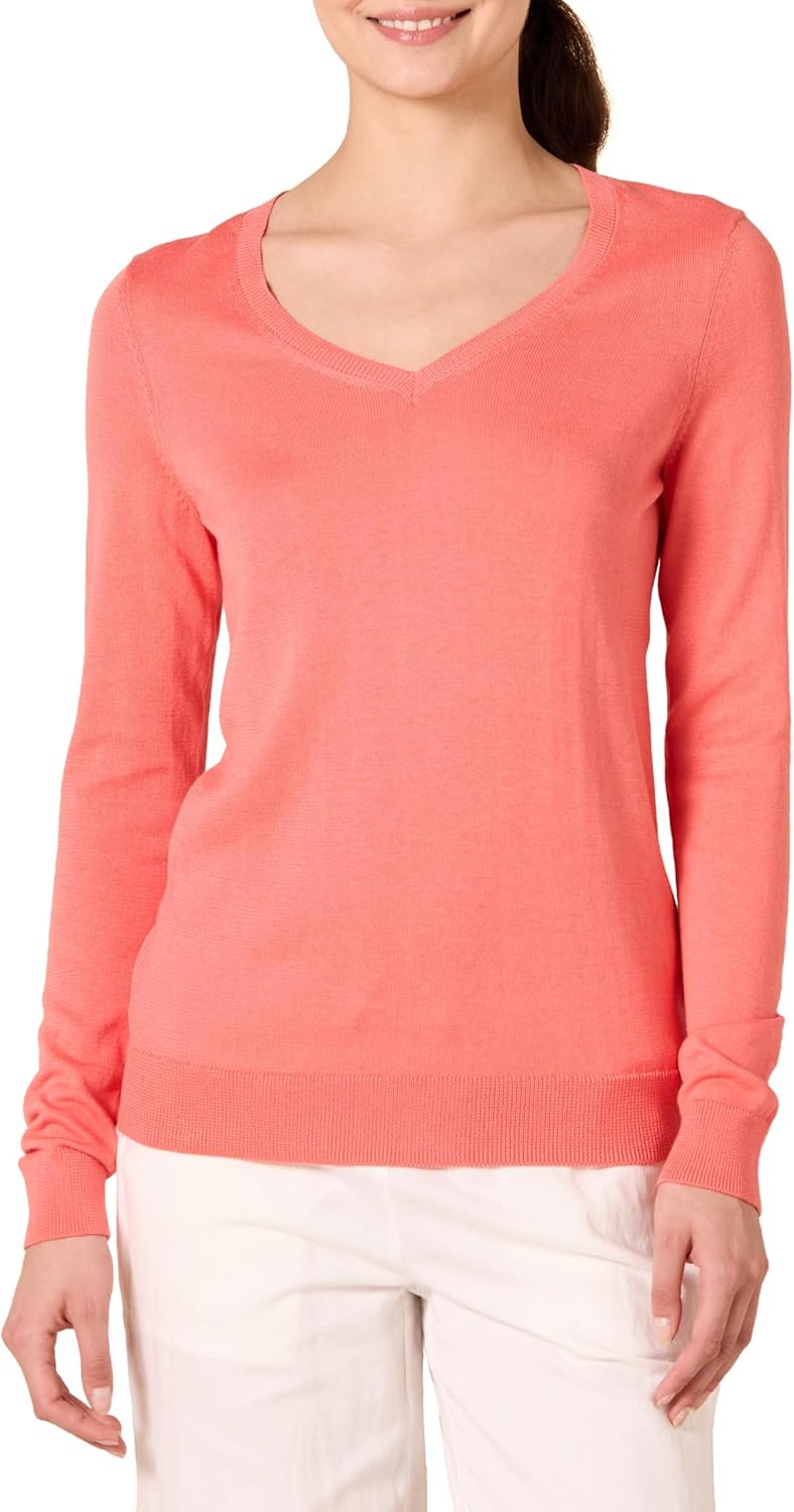 Amazon Essentials Women's Regular-Fit Lightweight Long-Sleeve V-Neck Sweater