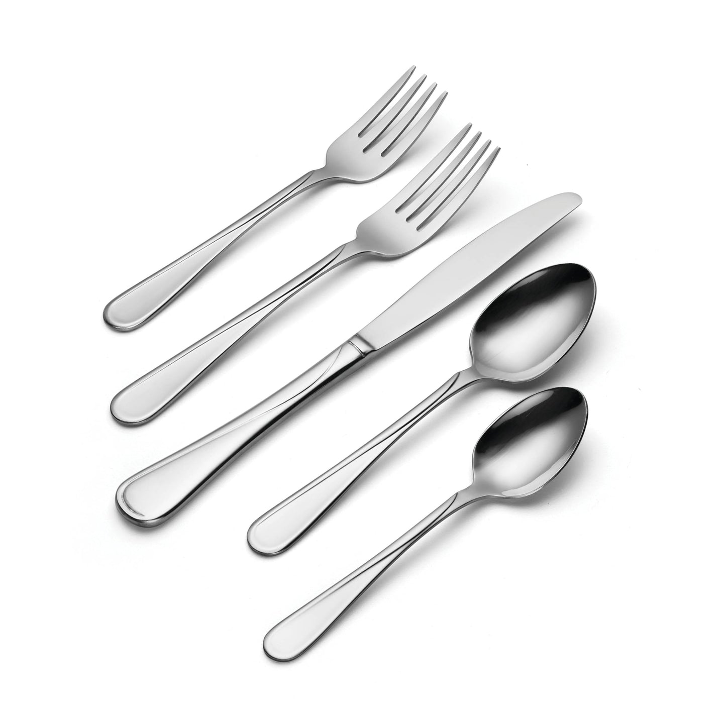 Oneida Silverware Set For 8, Flight 45-Piece Everyday Flatware Set with Serving Utensils, Service For 8, 18/0 Stainless Steel, Dishwasher Safe, Knives Spoons and Forks Set, Dining (Silver, 45 pieces)