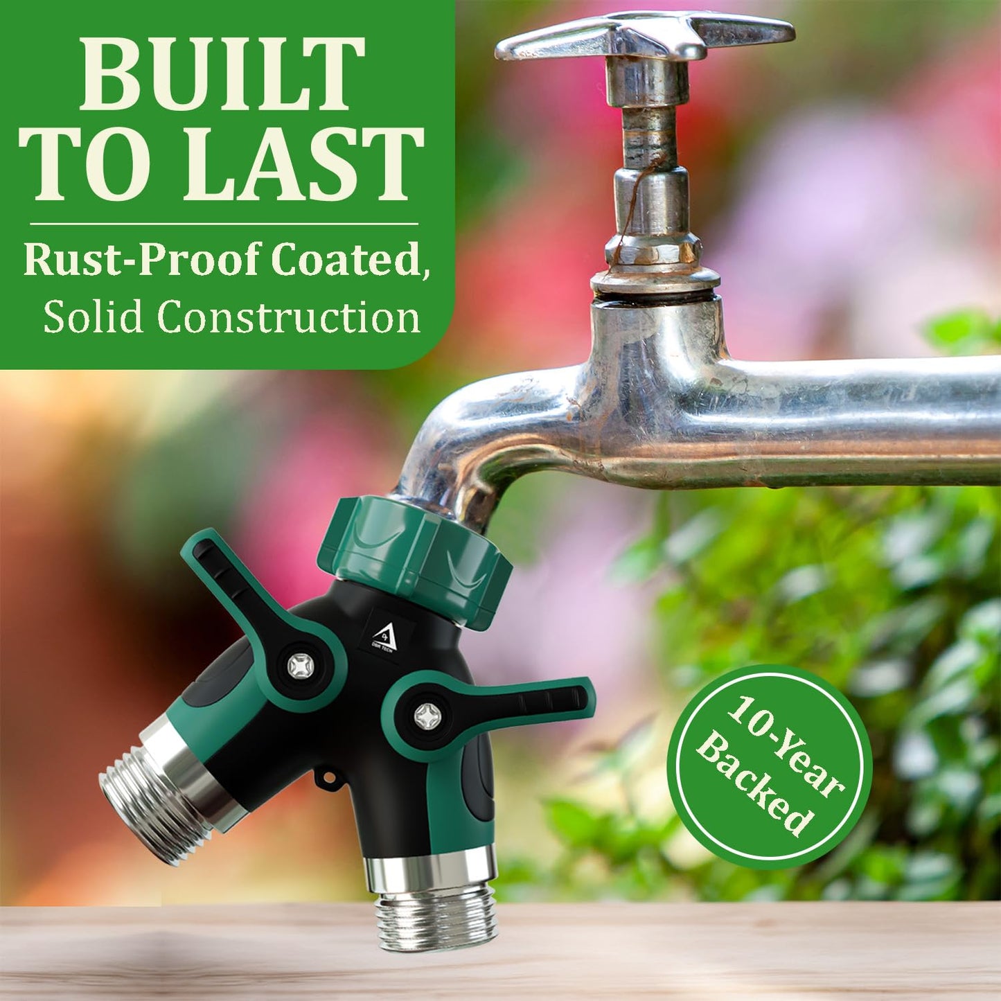 Hose Splitter 2 Way, Heavy Duty Metal Connector, Two Way Garden Hose Splitter, High Flow Spigot Faucet Bib Adapter, Solid Double Y Shut Off Valve for Outdoor Gardening Hoses, Orange