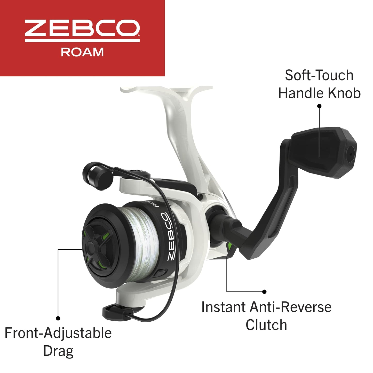 Zebco Roam Telescopic Fishing Rod and Spinning or Spincast Fishing Reel Combo, Durable 6-Foot Fiberglass Rod with ComfortGrip Handle, Pre-spooled with Zebco Cajun Fishing Line