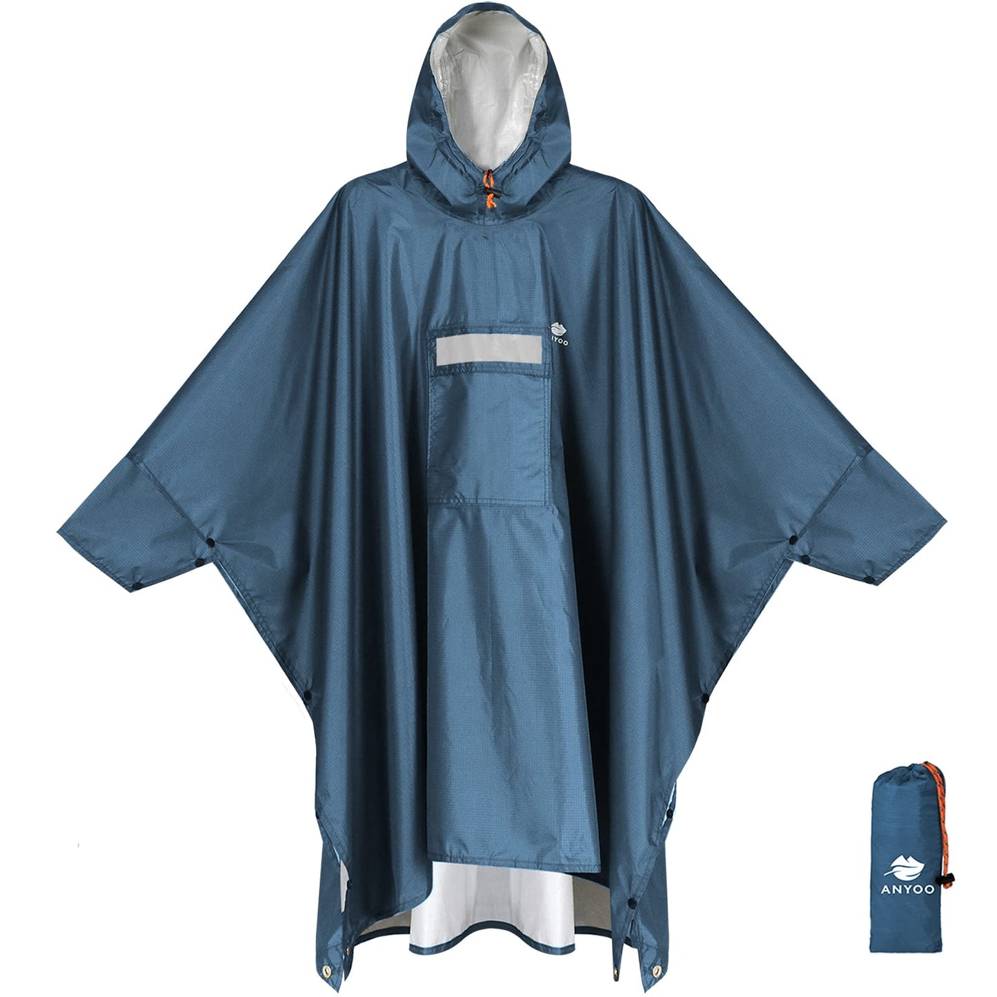 ANYOO Hooded Rain Poncho for Adults Waterproof Lightweight Rain Coat for Men Women Reusable Rain Jacket for Emergency Outdoor