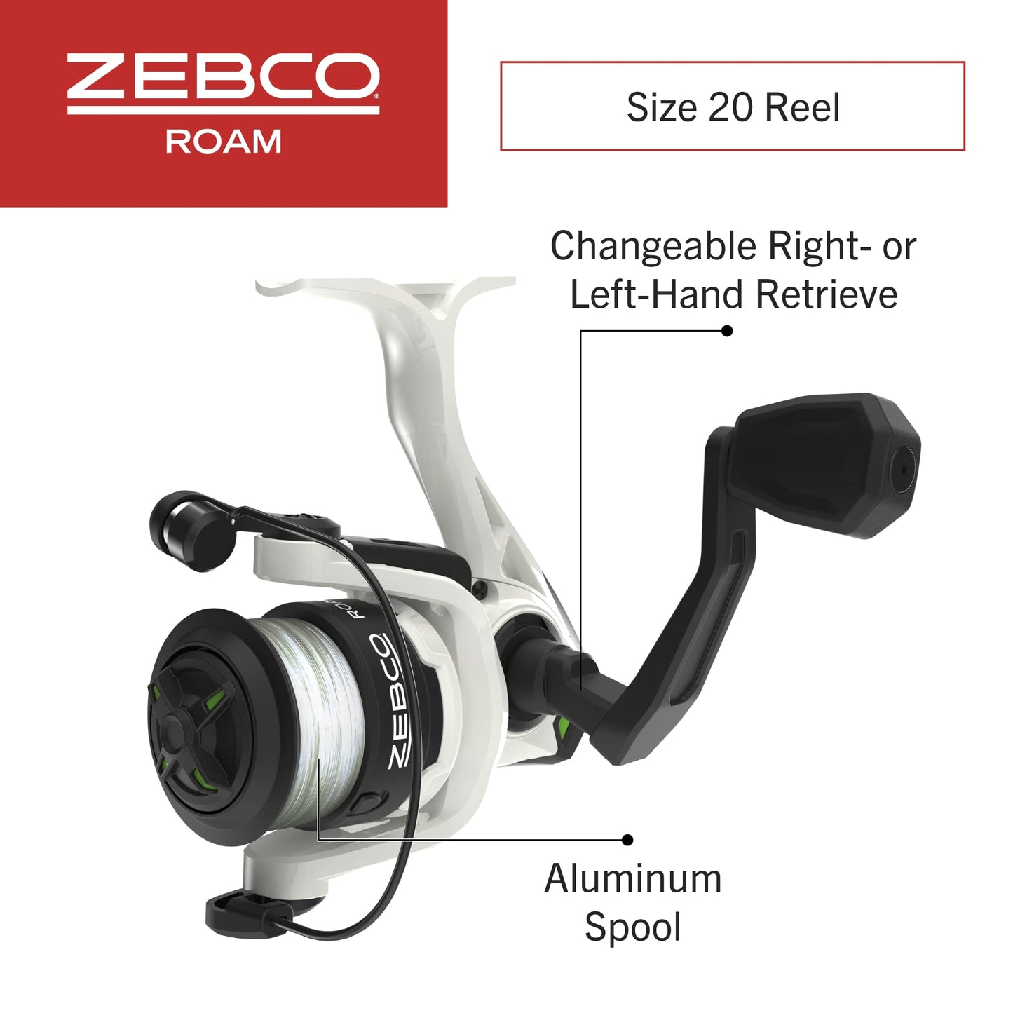 Zebco Roam Telescopic Fishing Rod and Spinning or Spincast Fishing Reel Combo, Durable 6-Foot Fiberglass Rod with ComfortGrip Handle, Pre-spooled with Zebco Cajun Fishing Line
