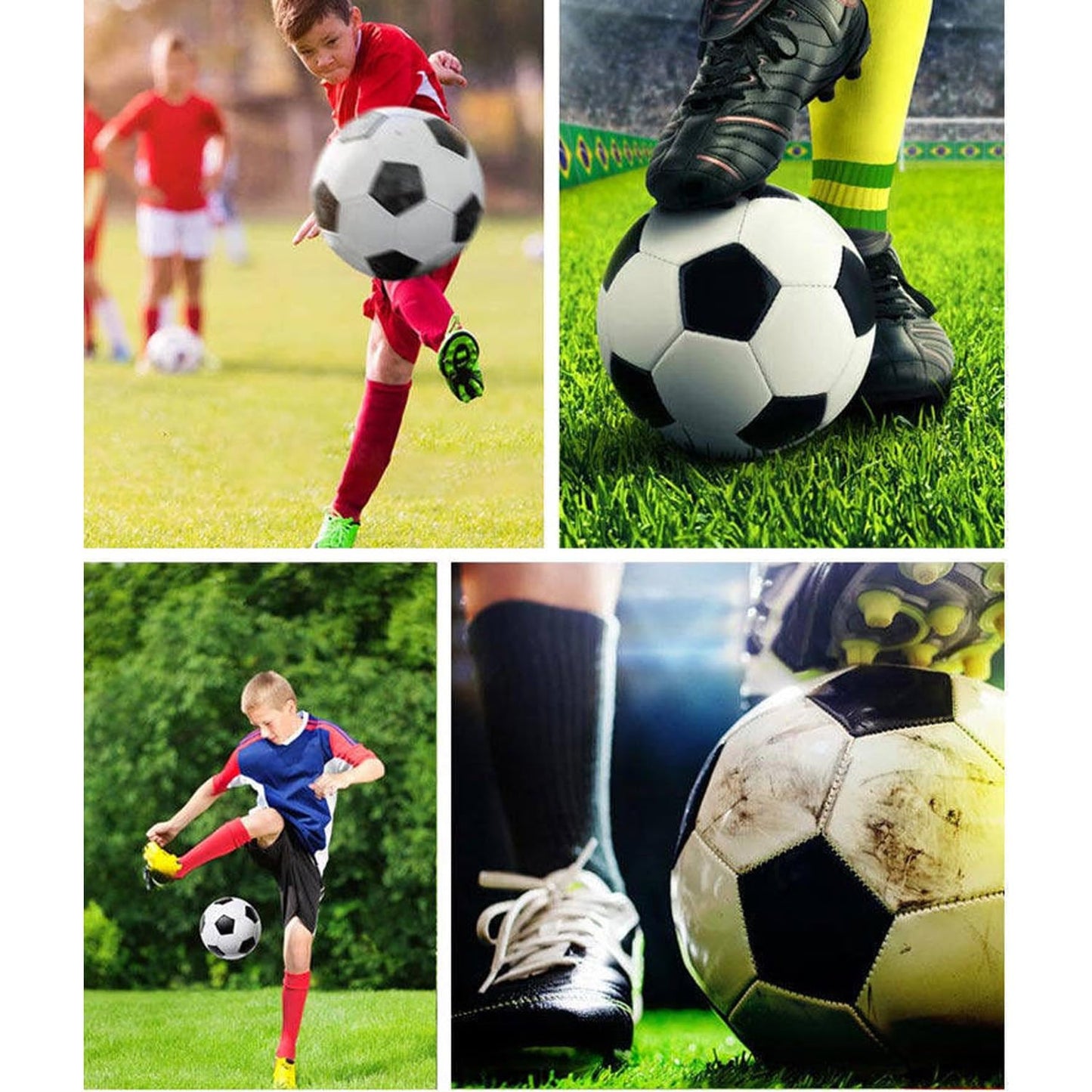 DHYLRICHER 6 Pack Official Size 5 Soccer Balls Sports Soccer Balls of Synthetic Leather,Includes Ball Pump and Net Bag, Competition Traditional Soccer Ballsfor Indoor Outdoor