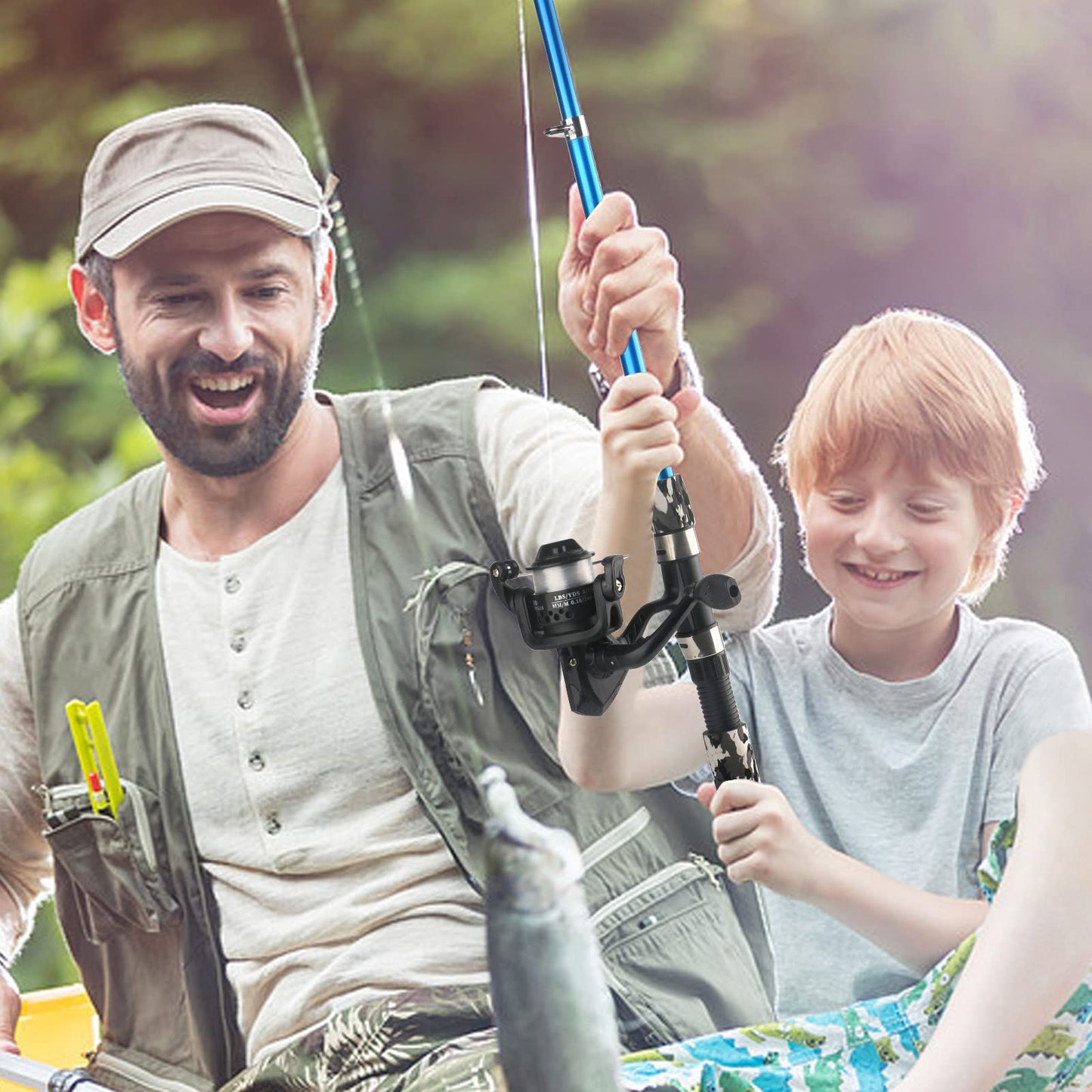 Fishing Rod Reel Combos Collapsible Fishing Rod Kit, 2PCS Telescopic Fishing Pole+2PCS Spinning Reels+Lures Hooks+Tackle Bag+Fishing Accessories Full Combo for Kids Youth