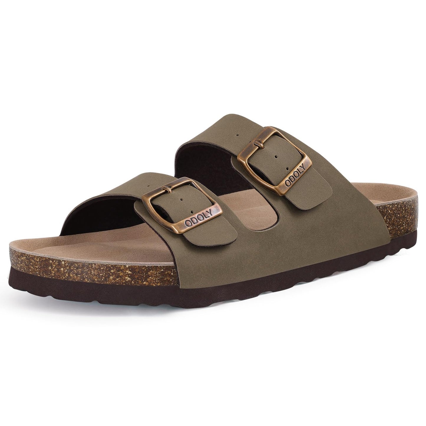 Unisex Cork Footbed Slide Sandal, Arch Support Summer Outdoor Sandals with Adjustable Buckle for Women and Men